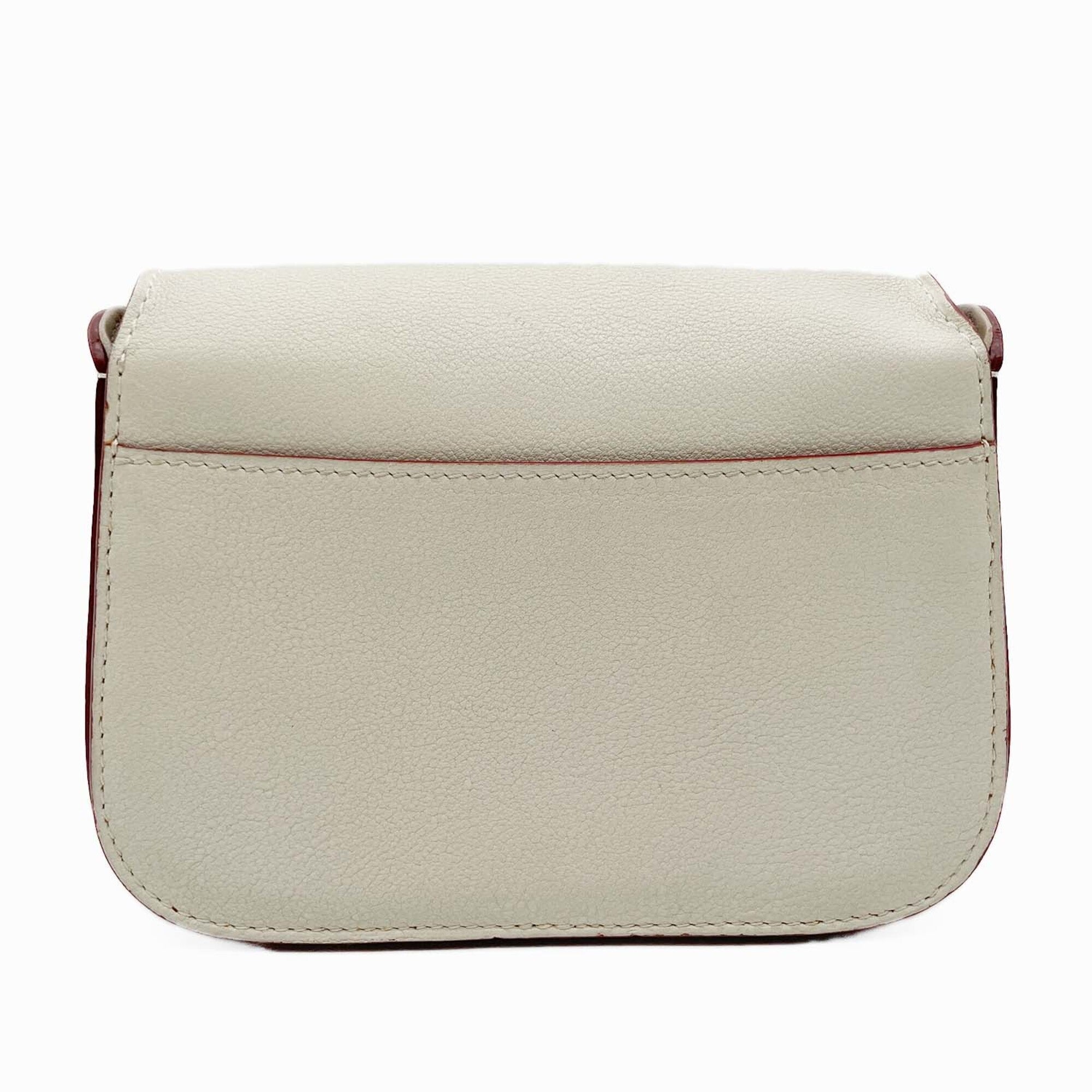 Louis Vuitton Brown White Leather Handbag Shoulder Bag (Pre-Owned)