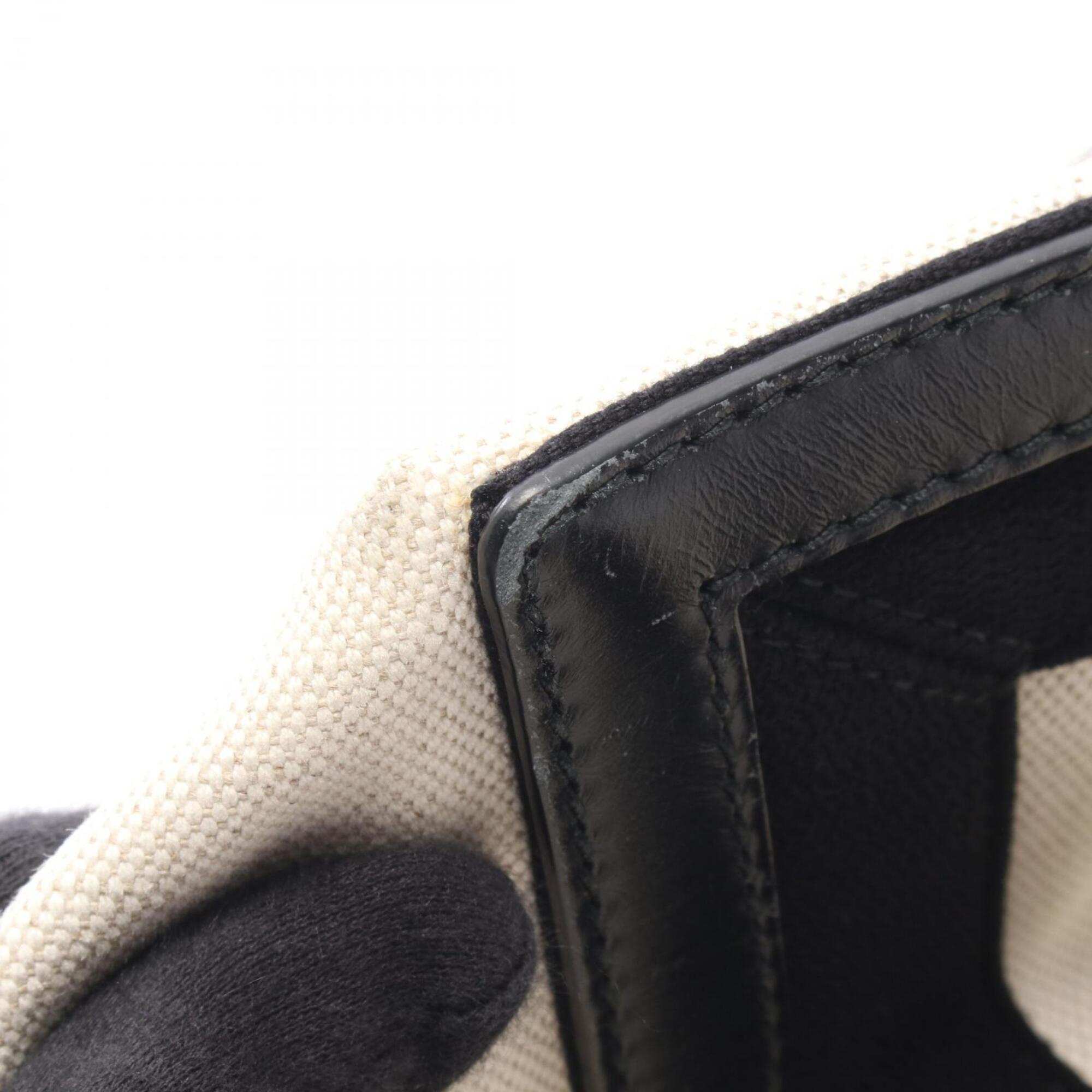 Balenciaga Black White Canvas Leather Handbag Pouch Tote Bag (Pre-Owned)