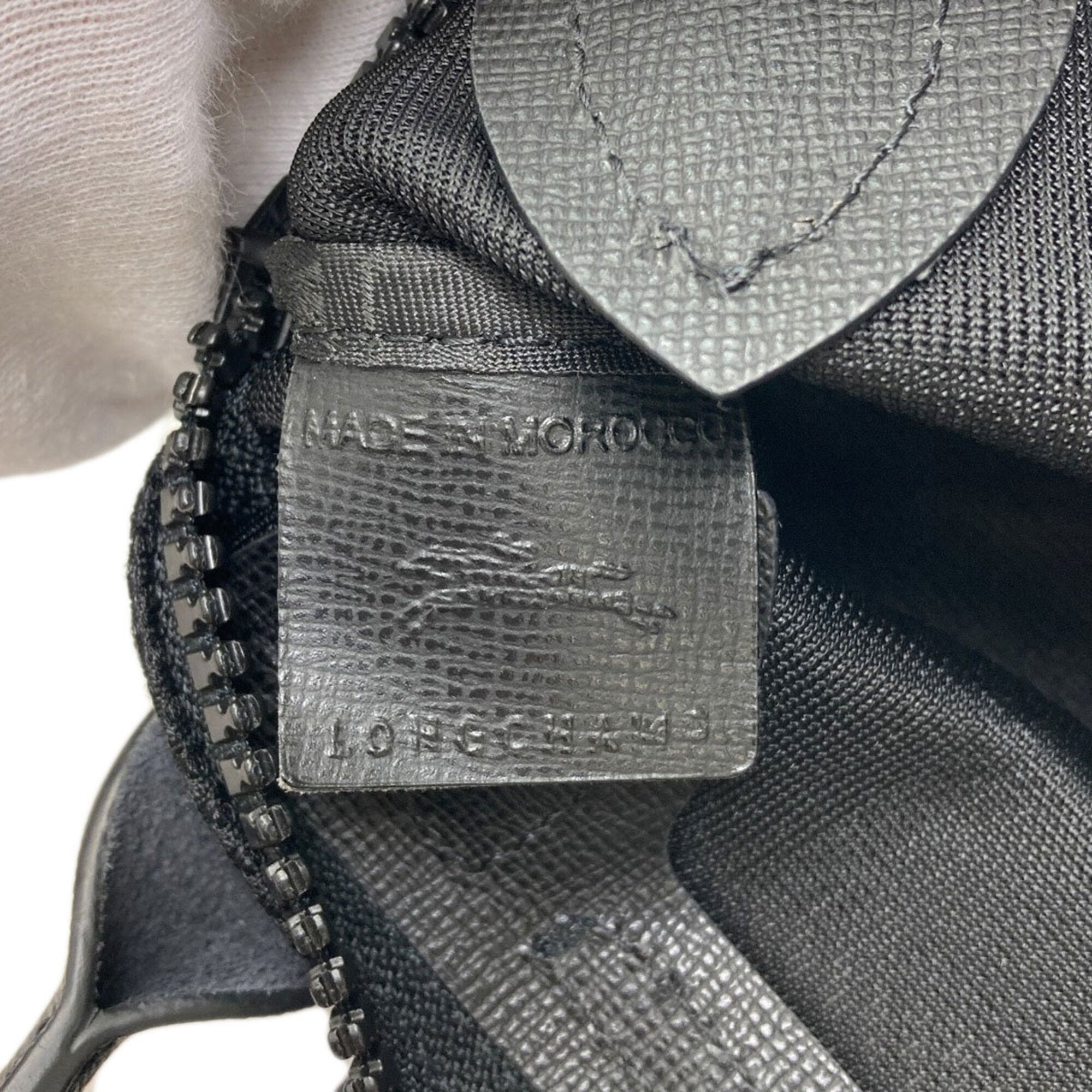 Longchamp Black White Polyester Handbag (Pre-Owned)