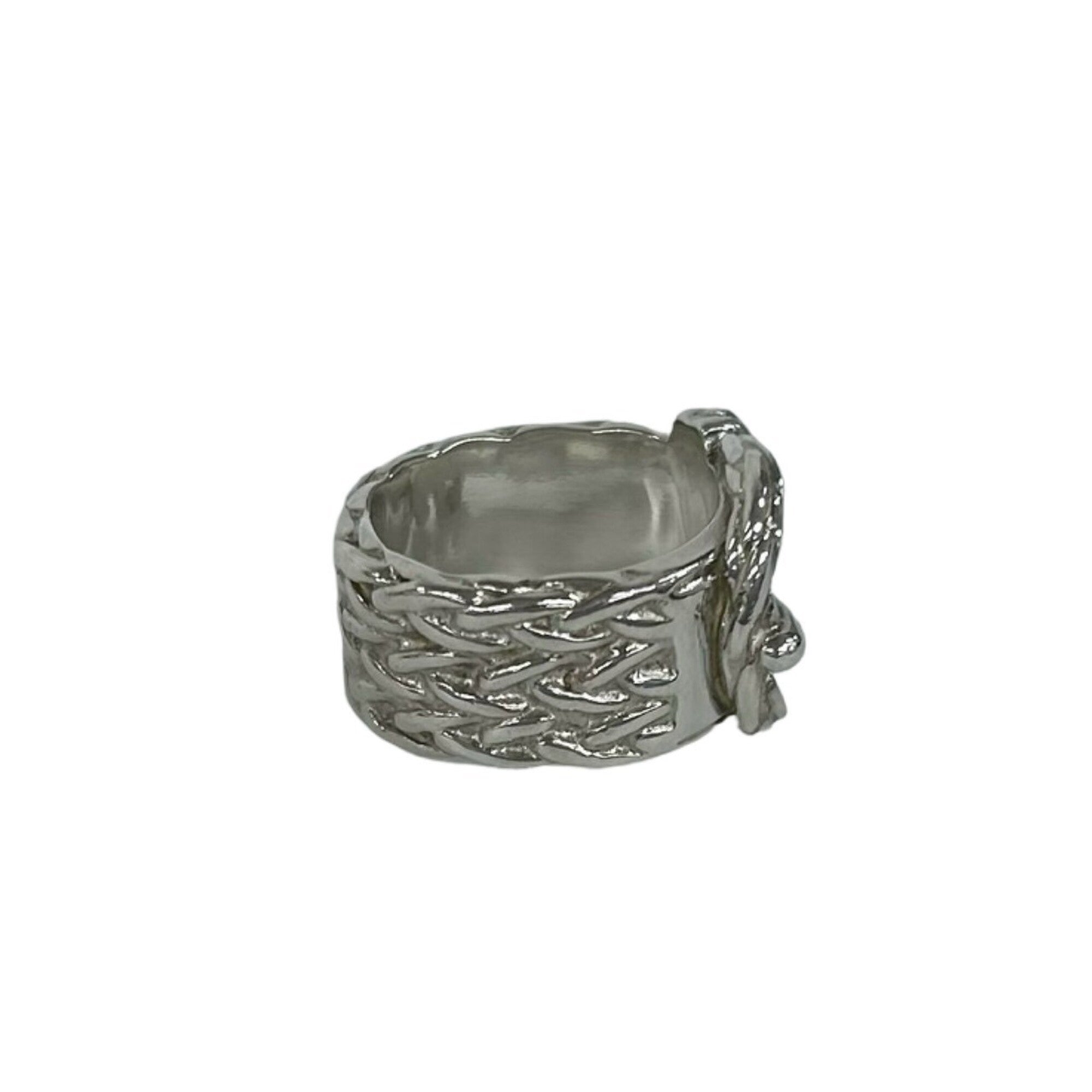 Hermes Silver Silver 925 Band Ring (Pre-Owned)