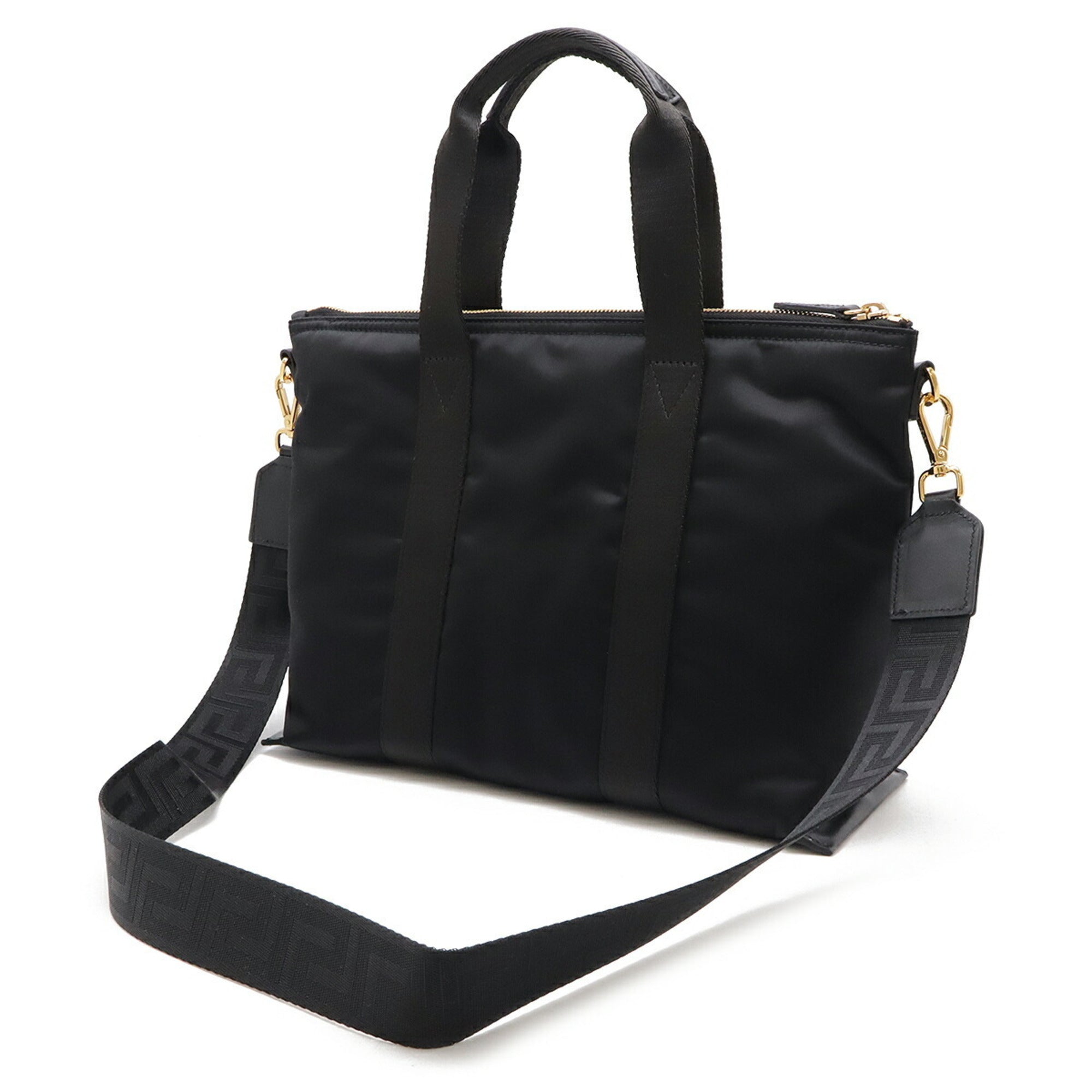 Versace Black Nylon Shoulder Bag Tote Bag (Pre-Owned)