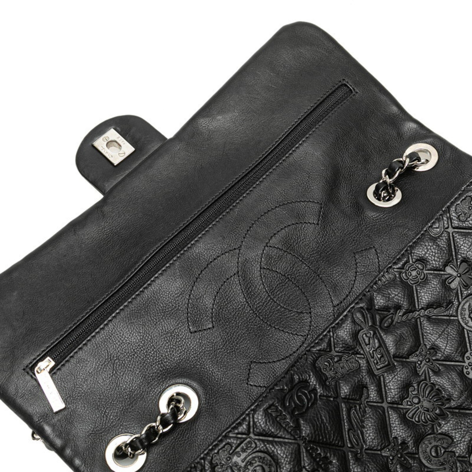 Chanel Black Leather Handbag Shoulder Bag (Pre-Owned)