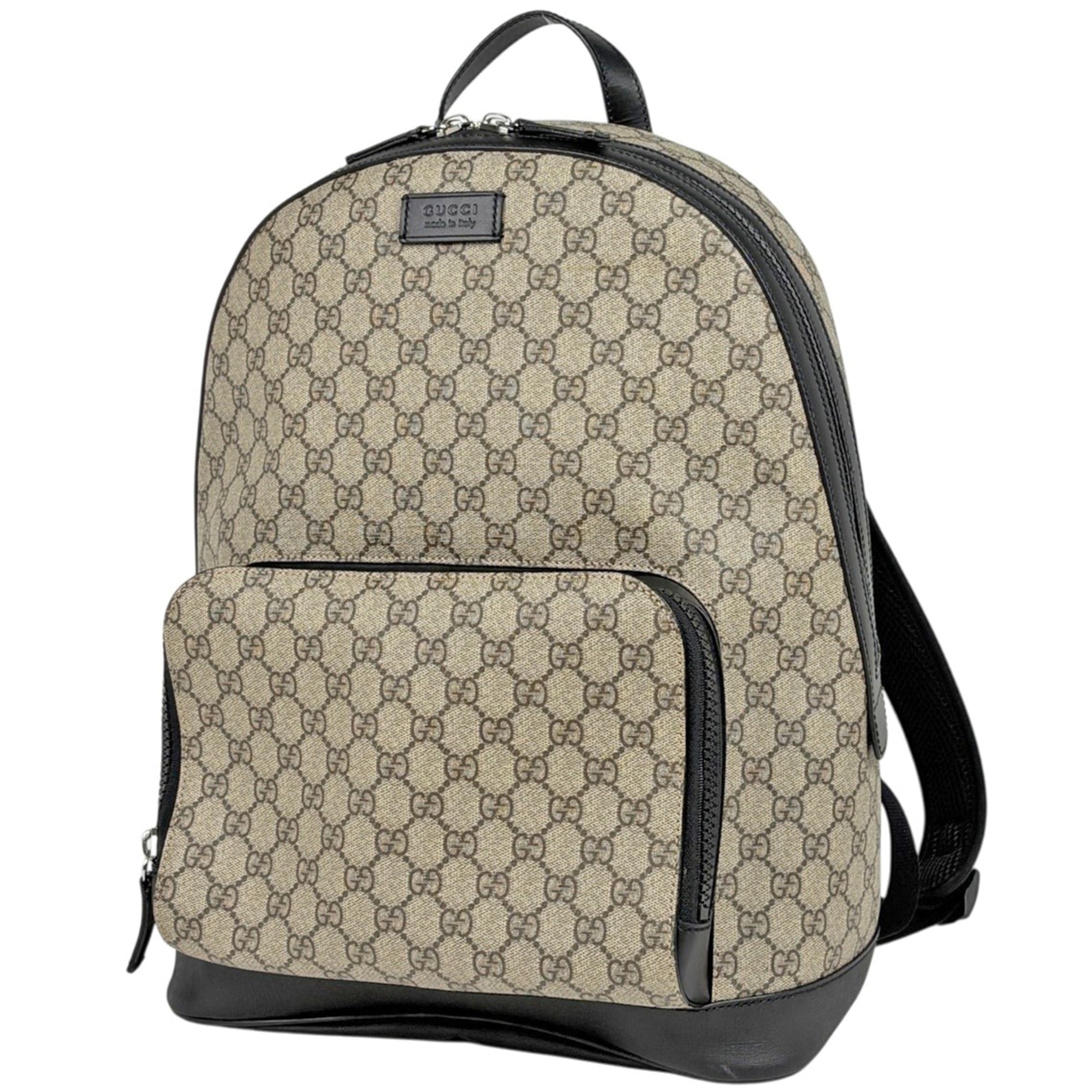 Gucci Beige Black Coated Canvas Backpack (Pre-Owned)