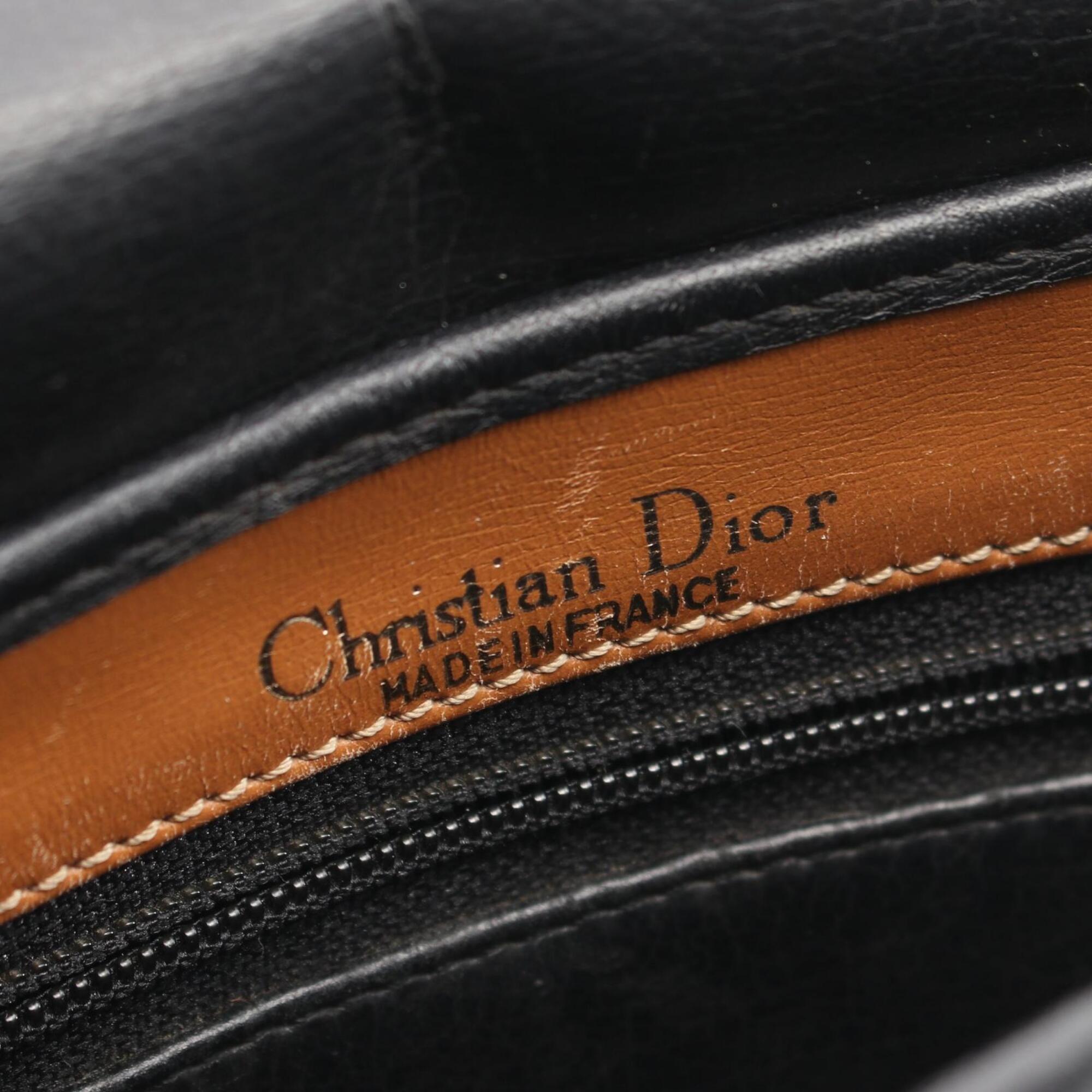 Christian Dior Black Brown Leather Handbag Shoulder Bag (Pre-Owned)