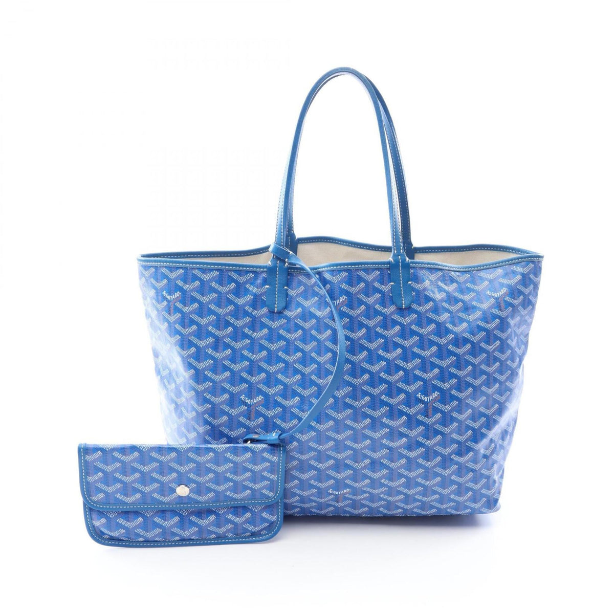 Goyard Blue Multi-Color Coated Canvas Leather Handbag Pouch Tote Bag (Pre-Owned)