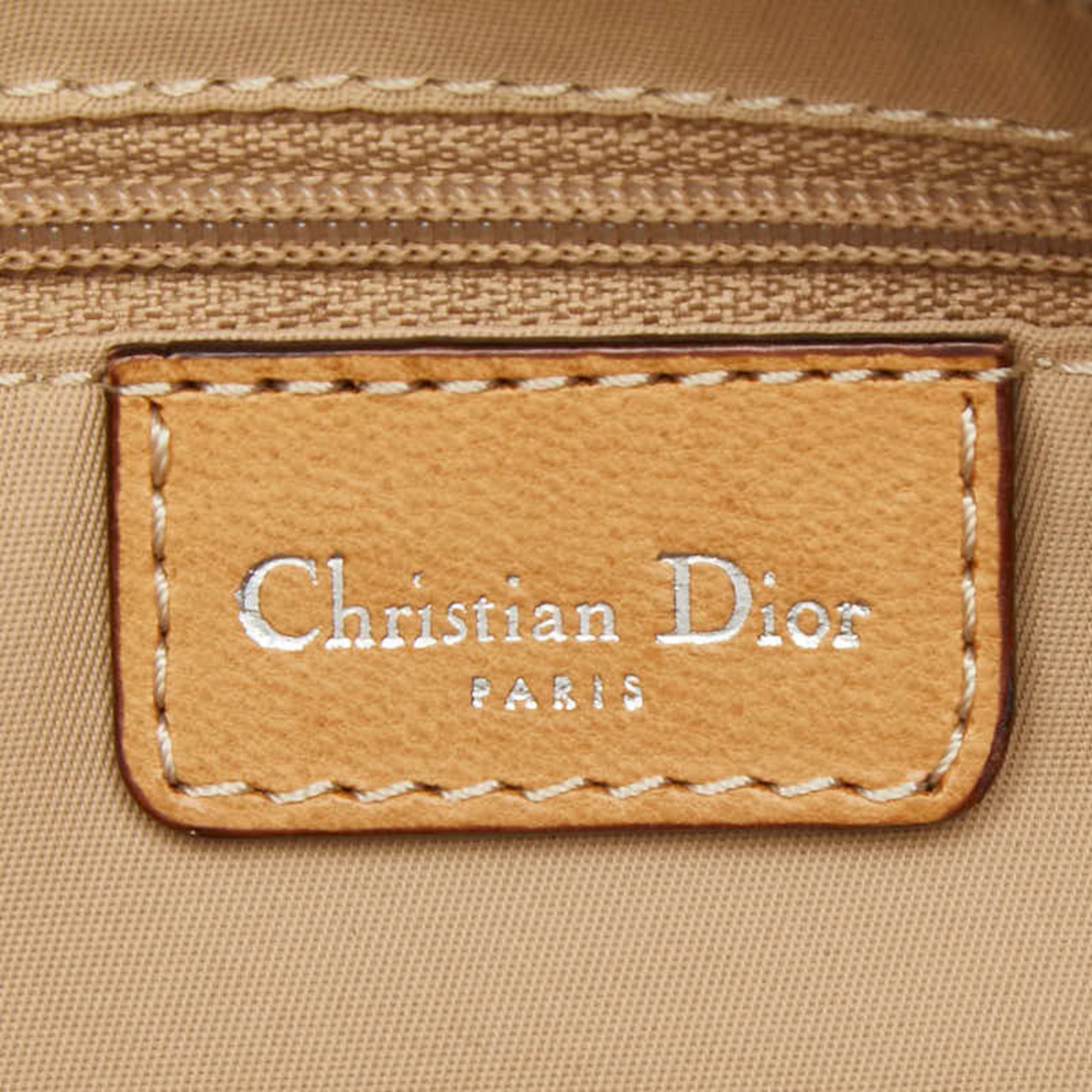Christian Dior Beige Canvas Leather Shoulder Bag (Pre-Owned)