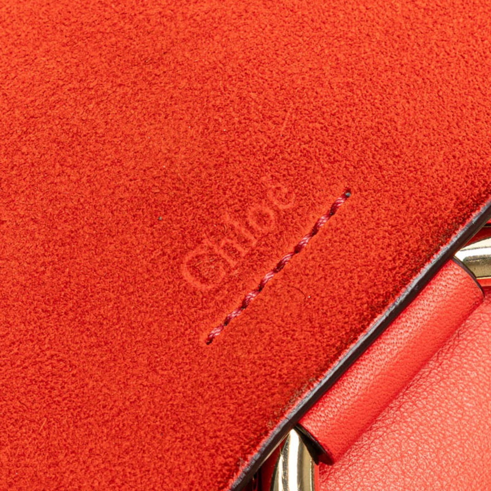 Chloé Red Color Leather Suede Shoulder Bag (Pre-Owned)