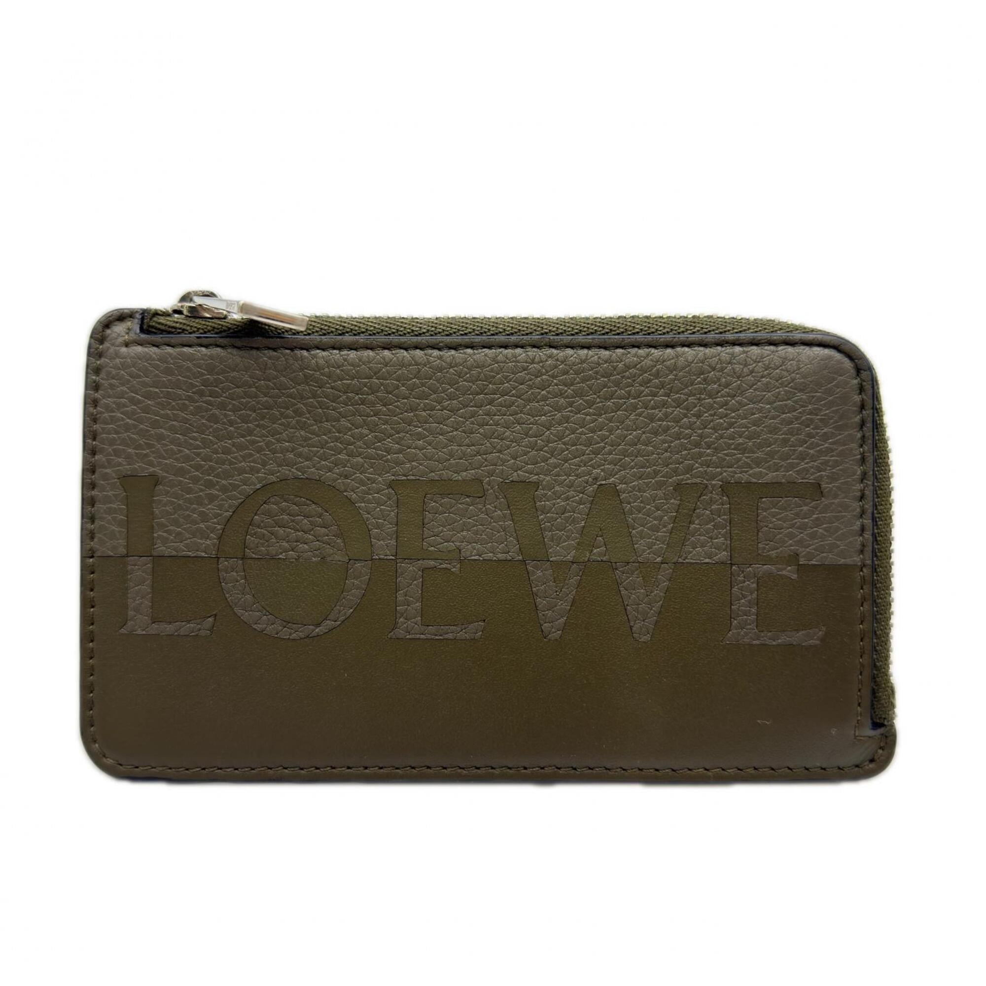 Loewe Khaki Orange Leather Coin Purse/Coin Case (Pre-Owned)