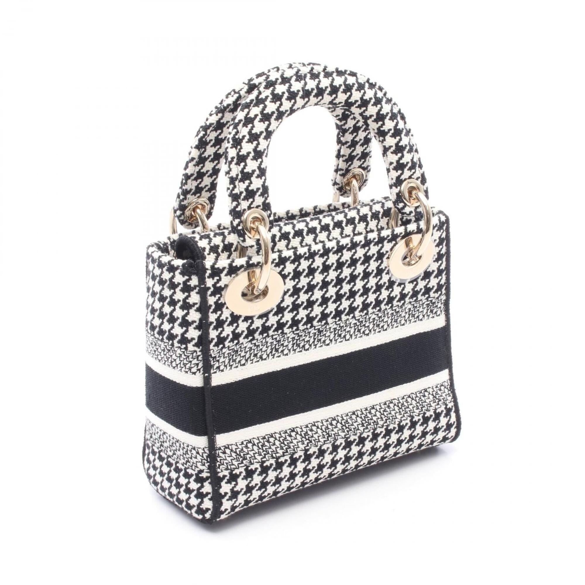 Christian Dior Black White Canvas Handbag (Pre-Owned)
