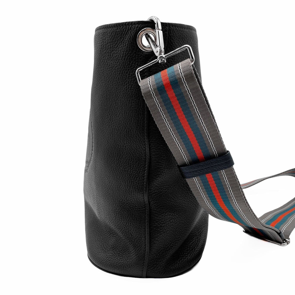 Prada Black Gray Leather Shoulder Bag (Pre-Owned)
