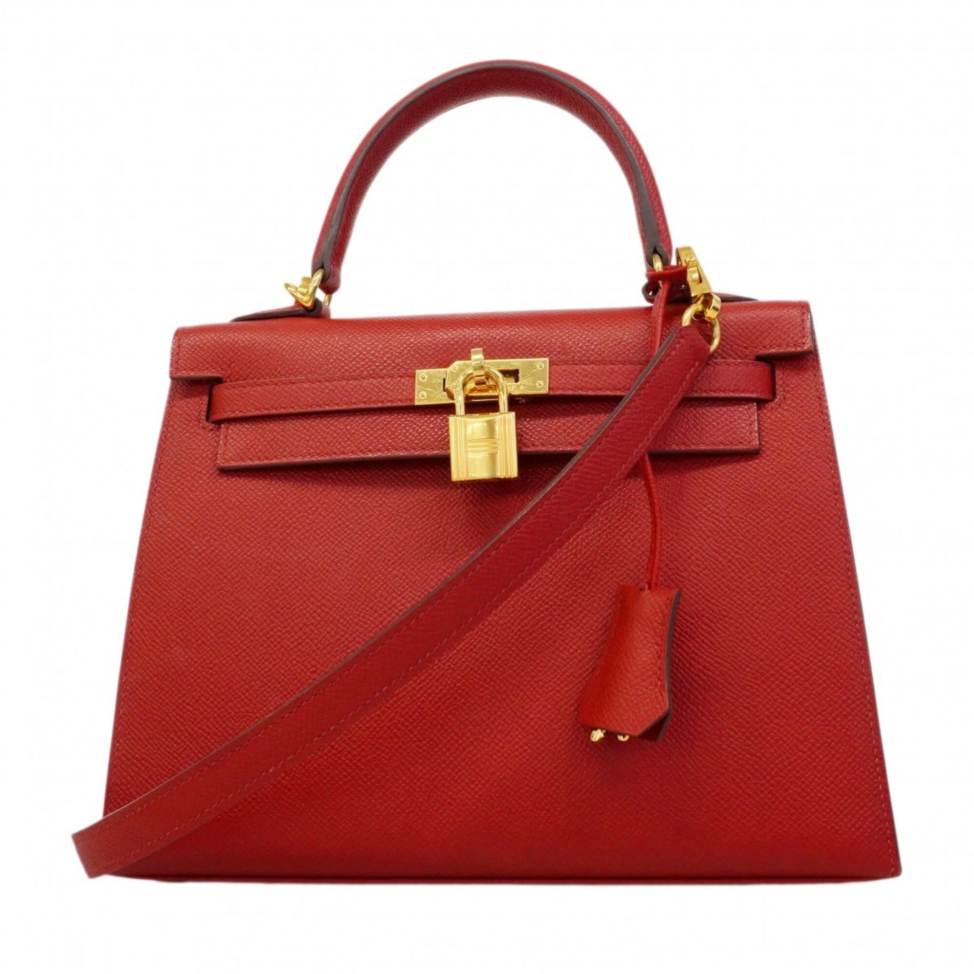 Hermes Rouge Casaque Epsom Leather Handbag (Pre-Owned)