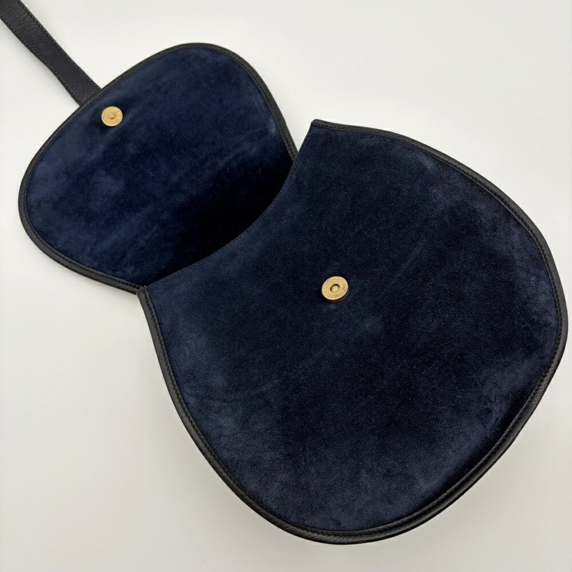 Gucci Navy Suede Leather Shoulder Bag Sling Bag (Pre-Owned)
