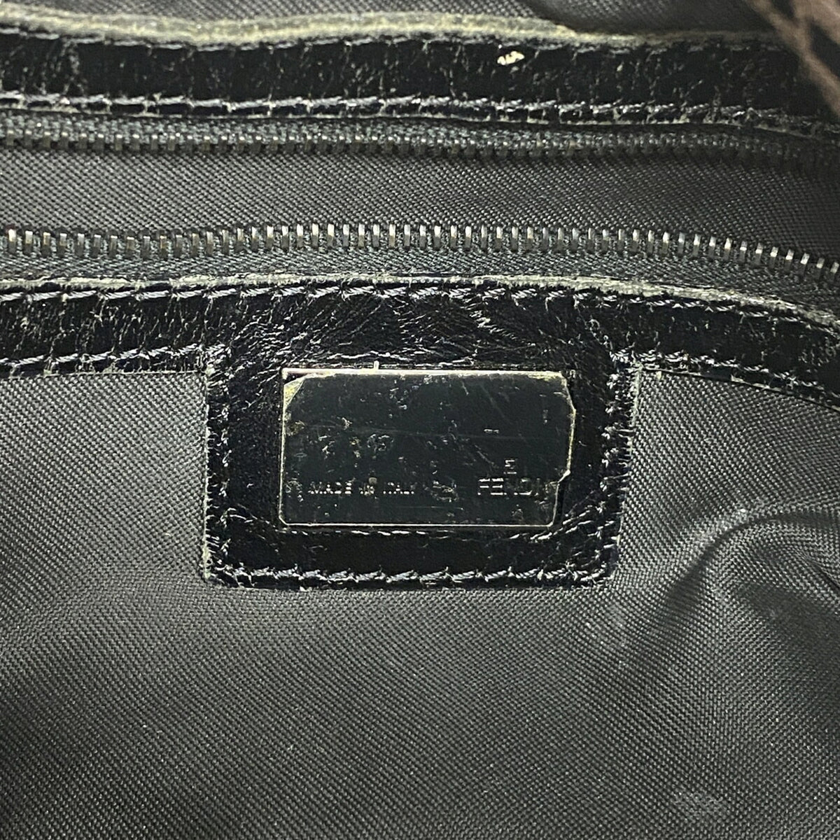 Fendi Black Brown Nylon Canvas Handbag (Pre-Owned)