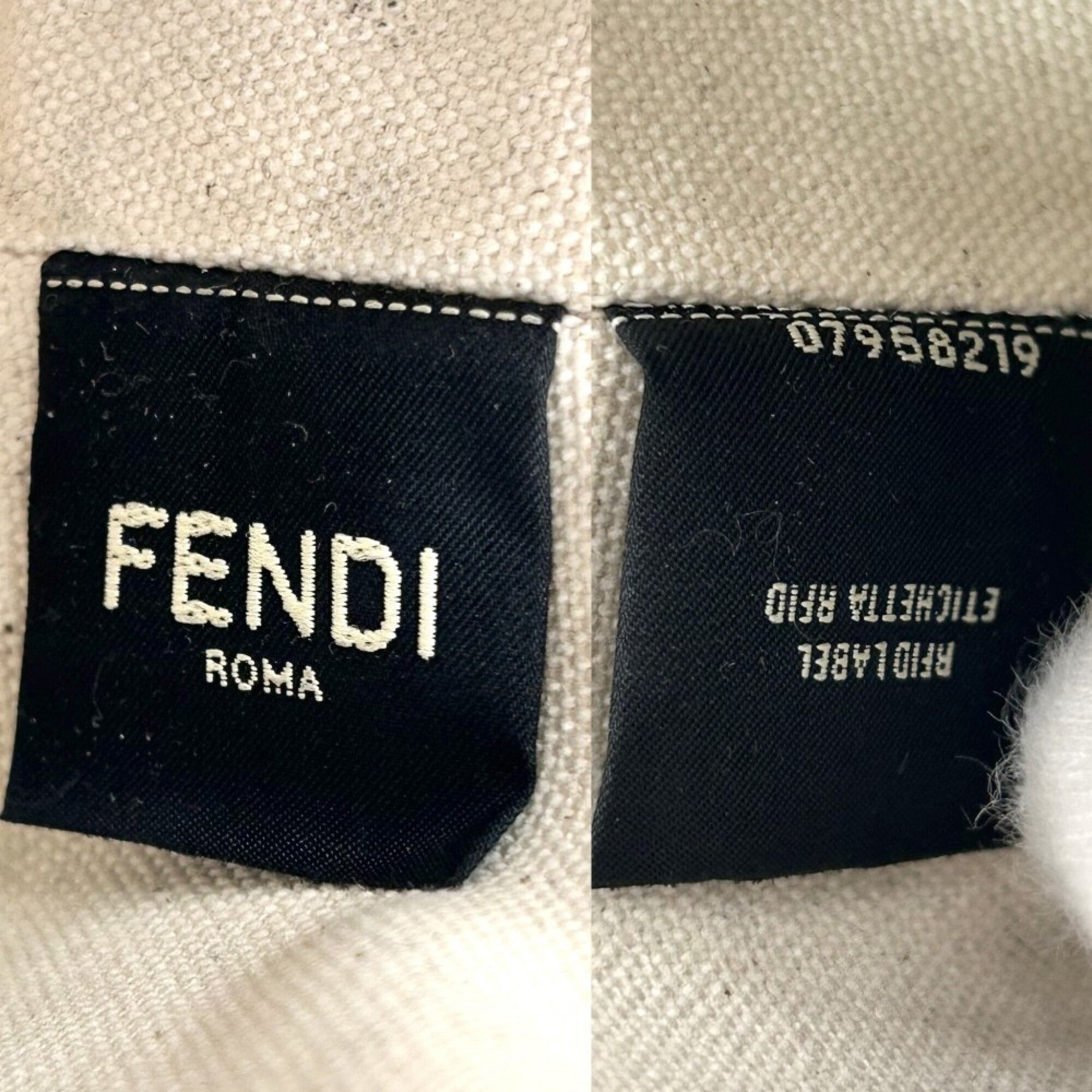 Fendi Ivory Pink Canvas Leather Handbag Shoulder Bag (Pre-Owned)