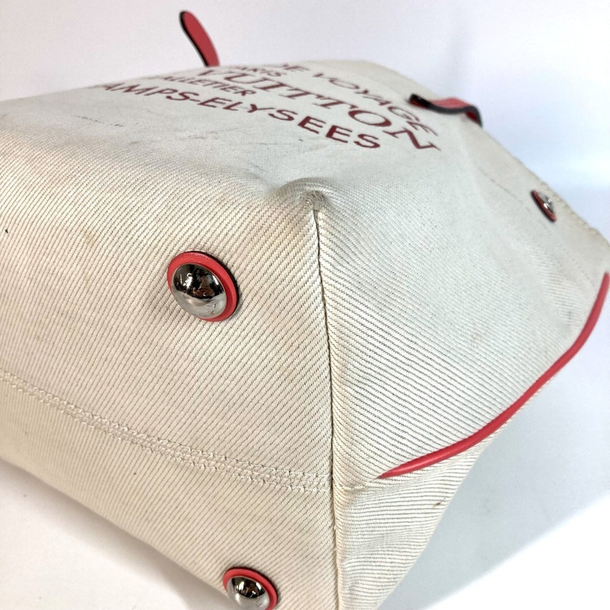 Louis Vuitton Pink White Leather Canvas Shoulder Bag Tote Bag (Pre-Owned)