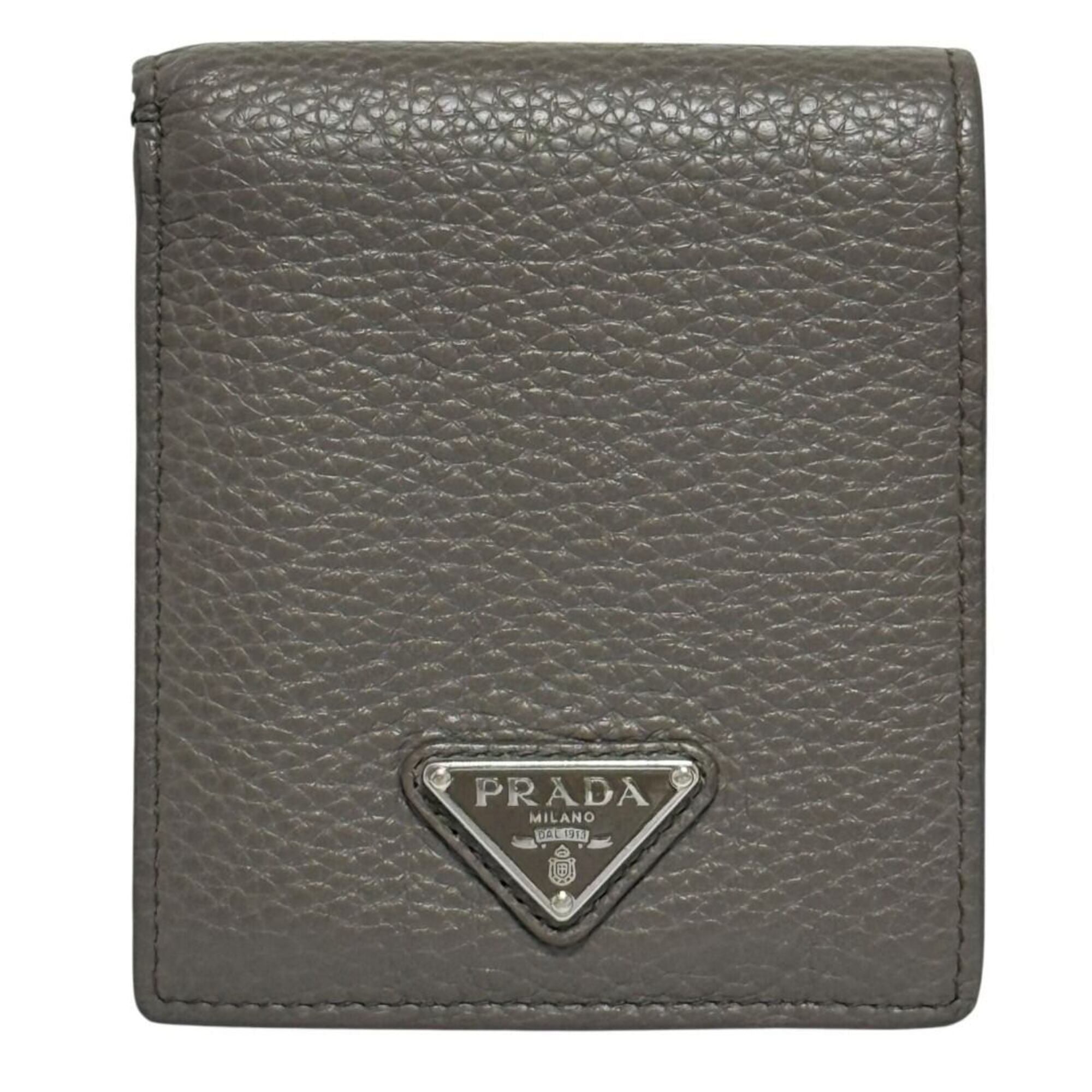 Prada Gray Leather Wallet (Bi-Fold) (Pre-Owned)