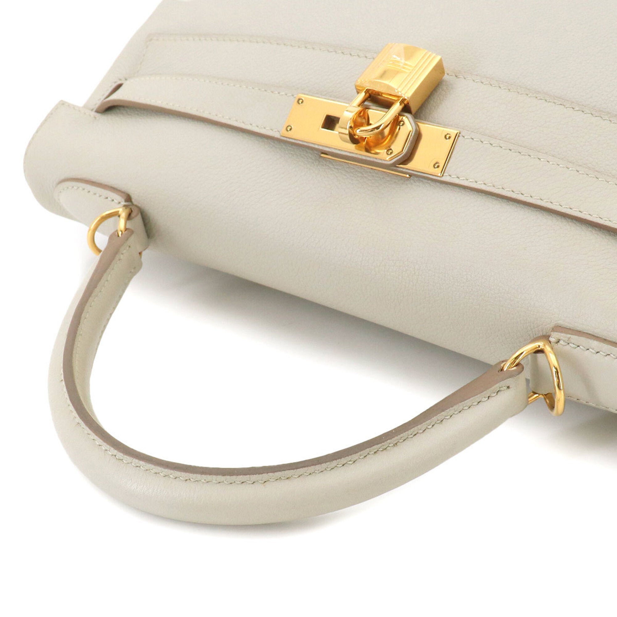 Hermes White Evercalf Leather Handbag Shoulder Bag (Pre-Owned)