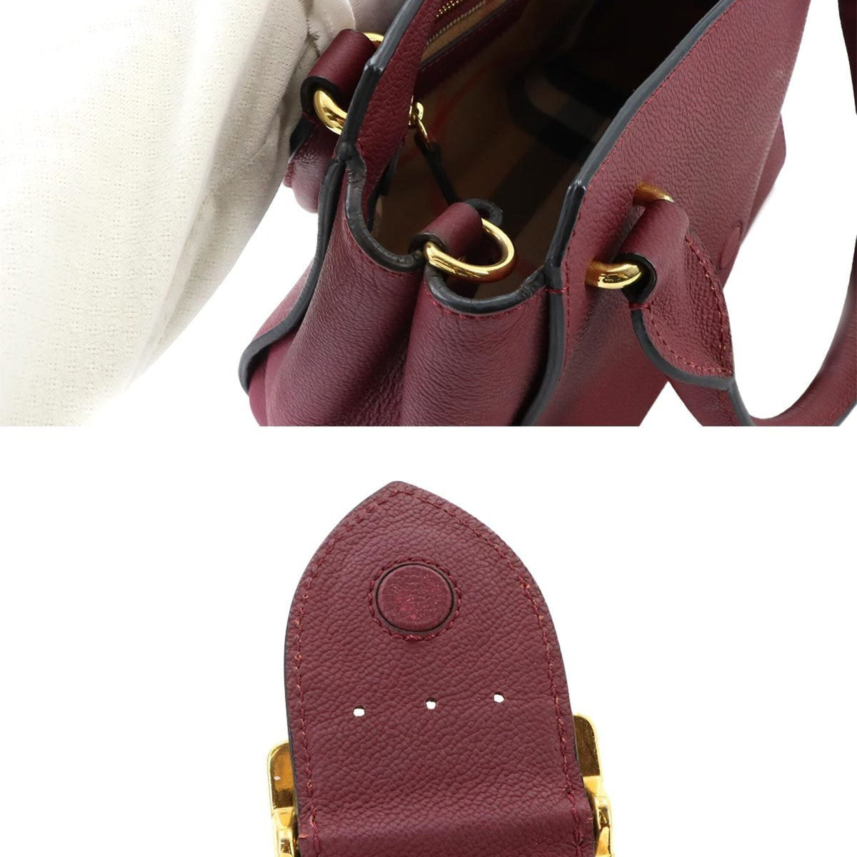 Burberry Bordeaux Leather Handbag (Pre-Owned)