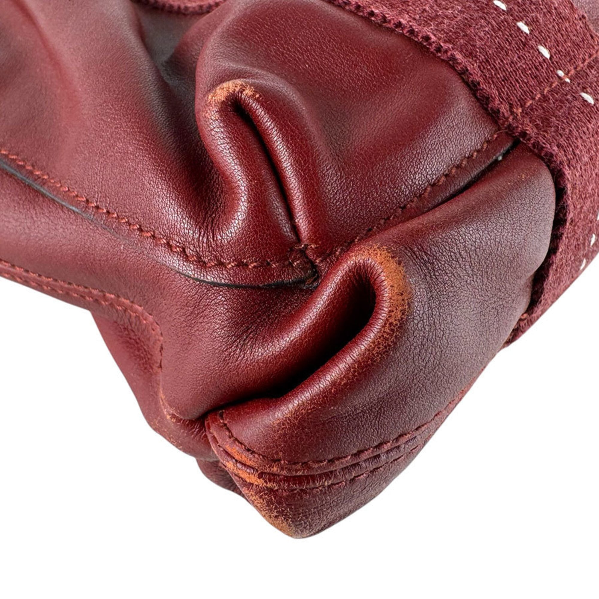 Hermes Dark Red Veau Derma Handbag (Pre-Owned)