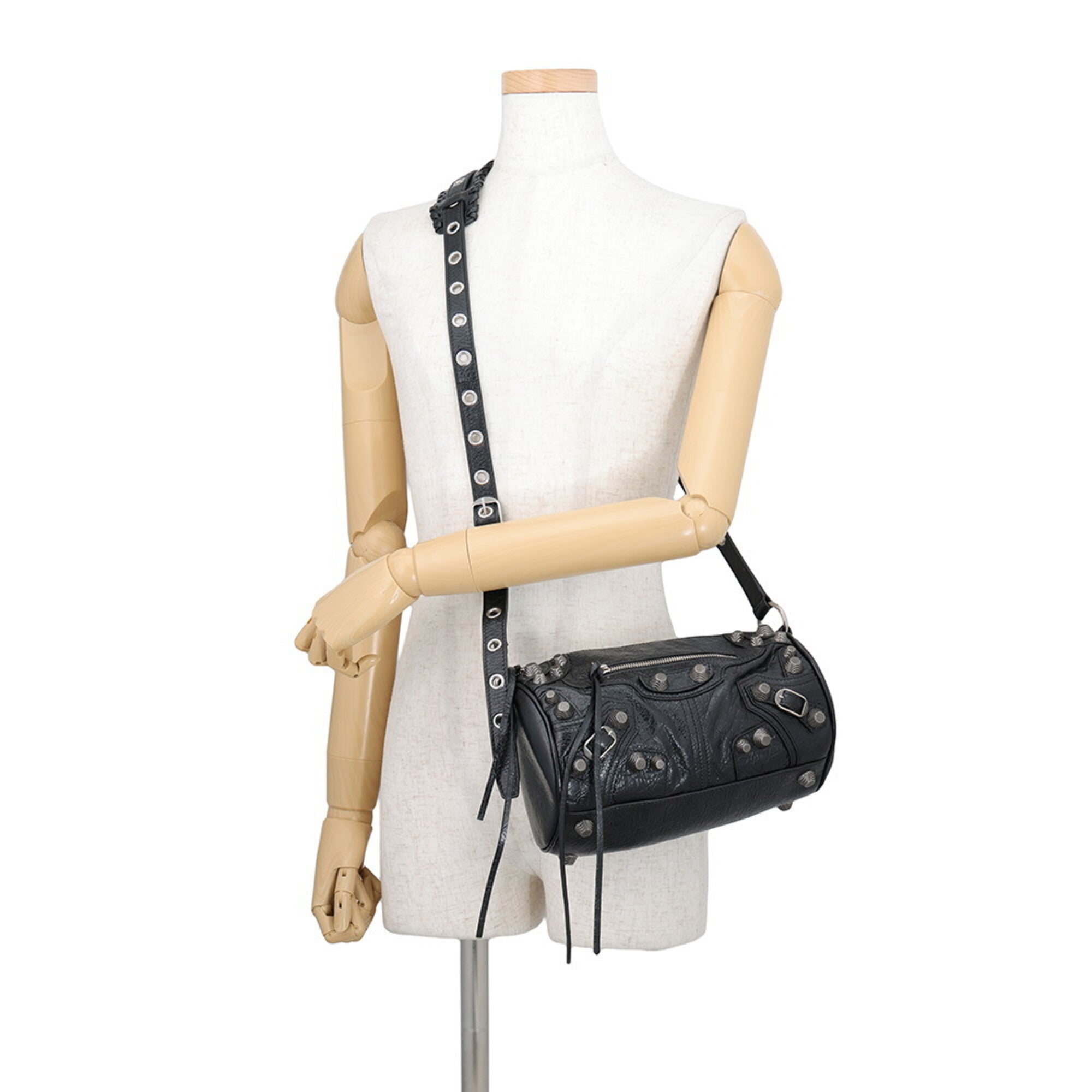 Balenciaga Black Leather Handbag Shoulder Bag (Pre-Owned)