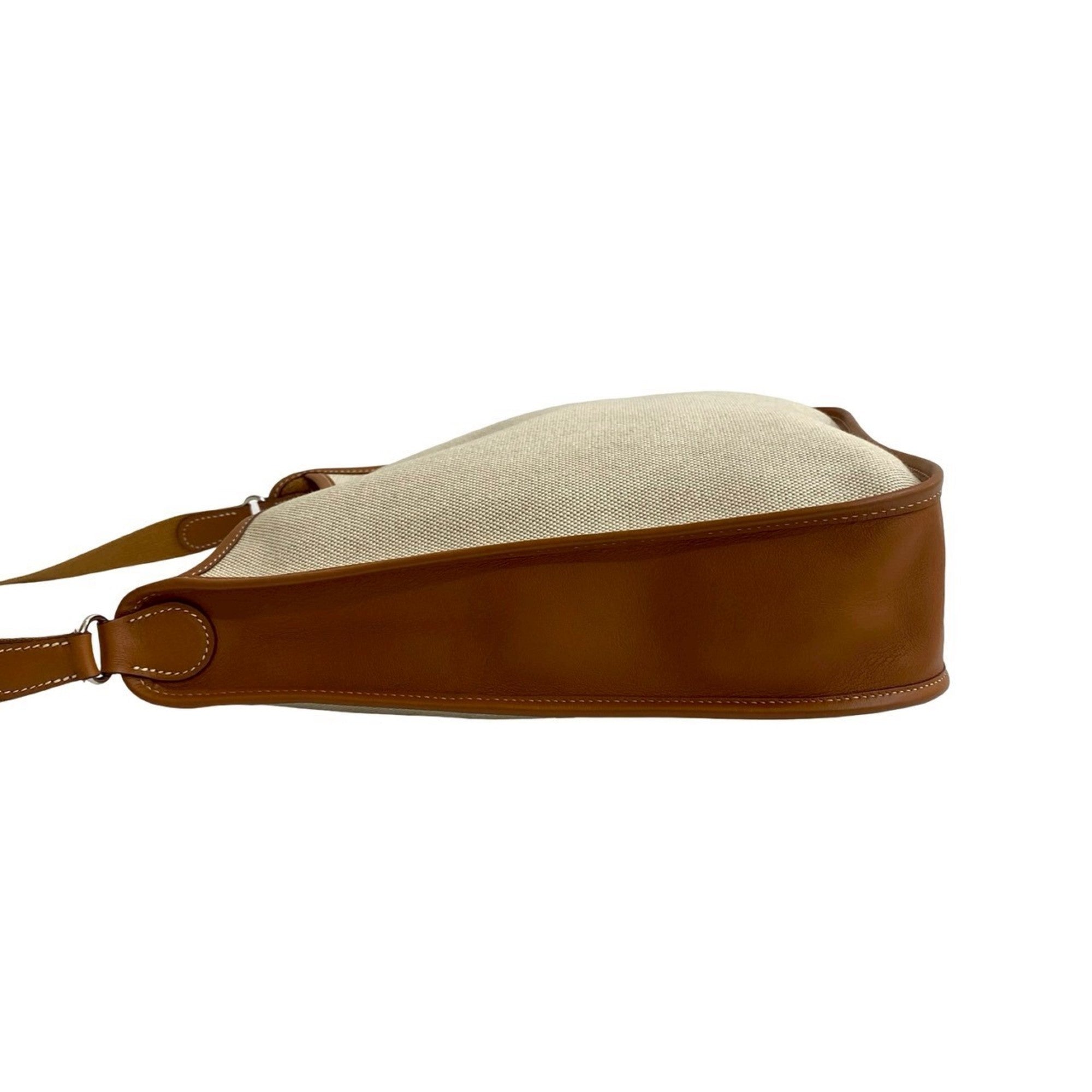 Hermes Brown White Toile H Buffalo Leather Shoulder Bag (Pre-Owned)
