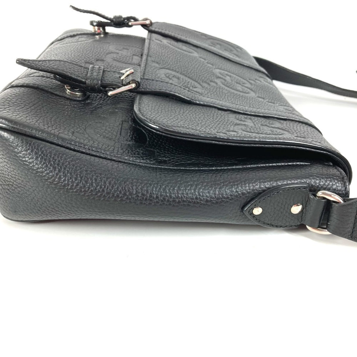 Gucci Black Leather Messenger Bag Shoulder Bag (Pre-Owned)