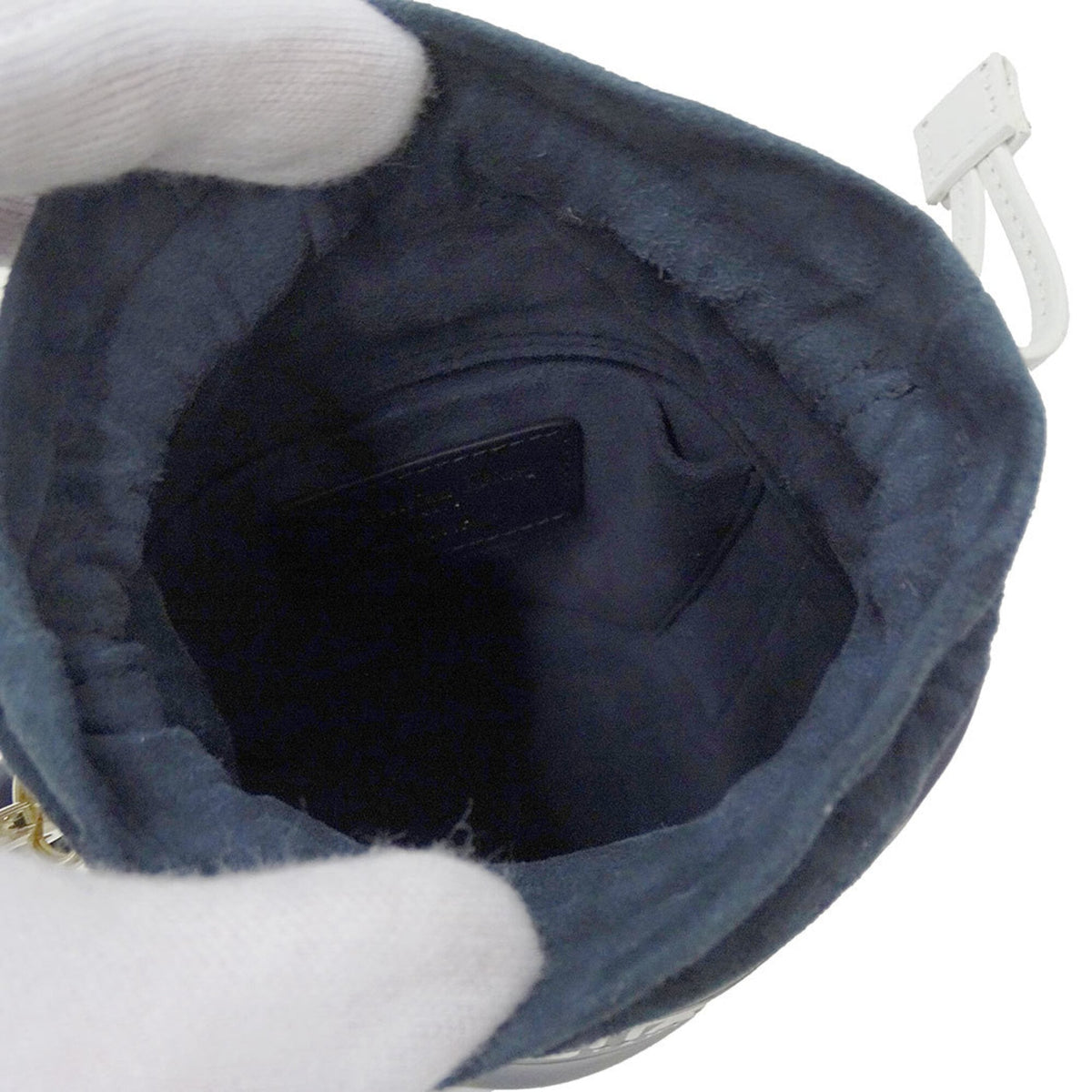 Christian Dior Navy White Leather Handbag Shoulder Bag (Pre-Owned)