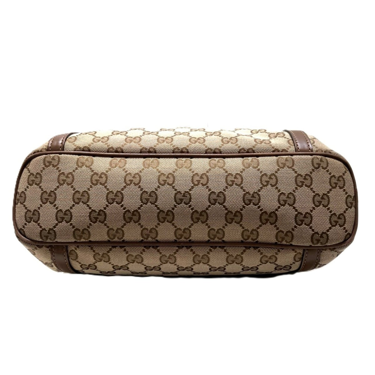 Gucci Beige Brown Canvas Leather Tote Bag (Pre-Owned)