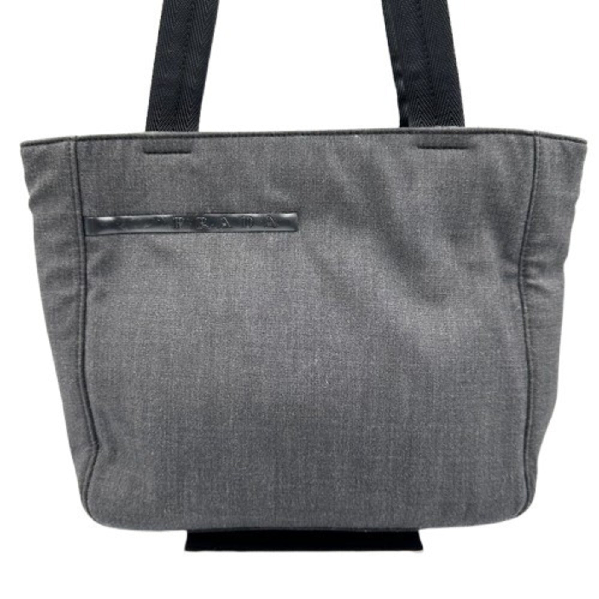 Pradasports Gray Denim Handbag (Pre-Owned)