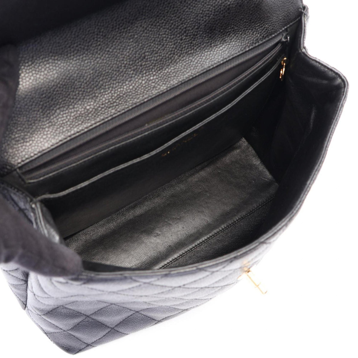 Chanel Black Grained Calfskin Handbag (Pre-Owned)