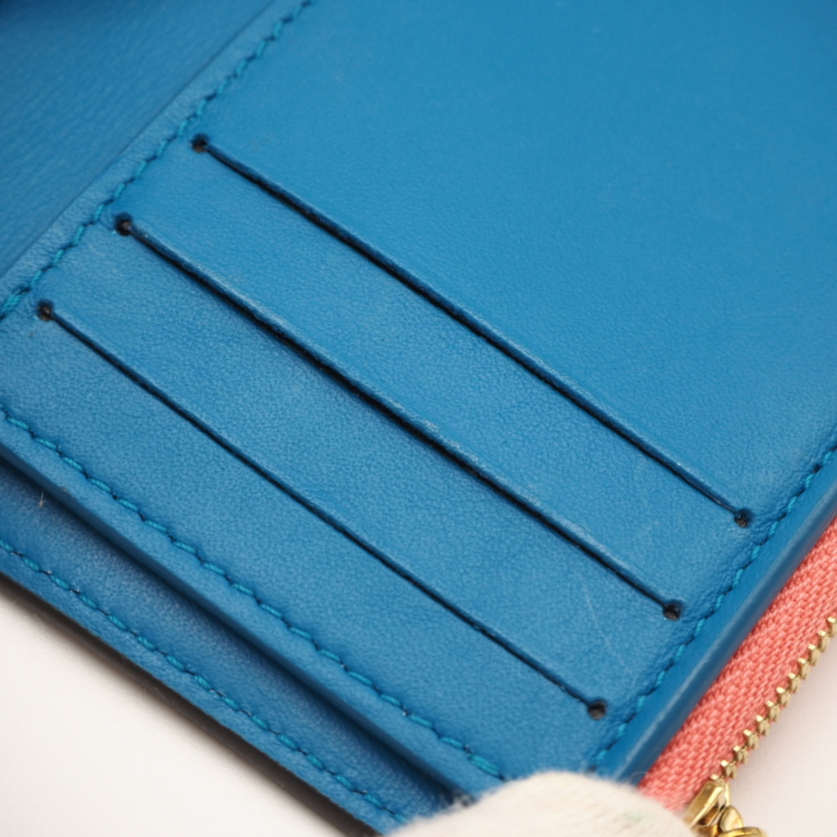 Louis Vuitton Blue Pink Leather Wallet (Tri-Fold) (Pre-Owned)