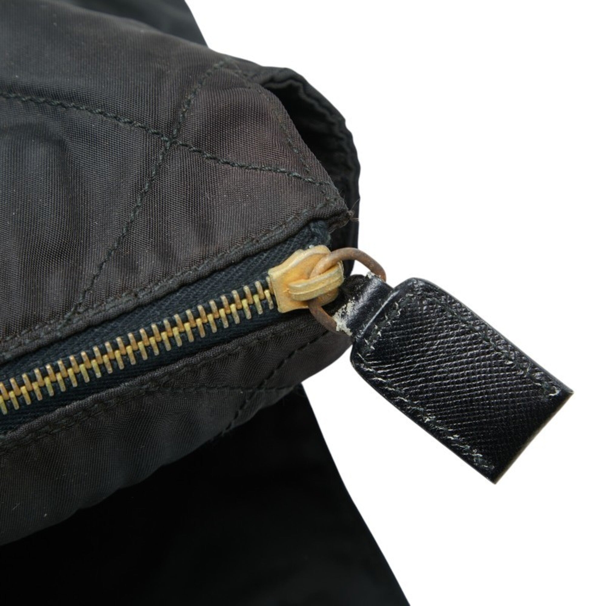 Prada Black Gold Nylon Shoulder Bag (Pre-Owned)