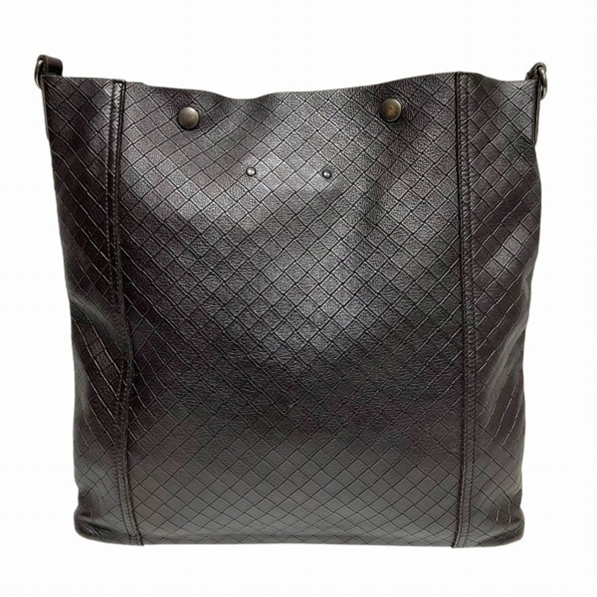 Bottega Veneta Dark Brown Leather Handbag Shoulder Bag (Pre-Owned)