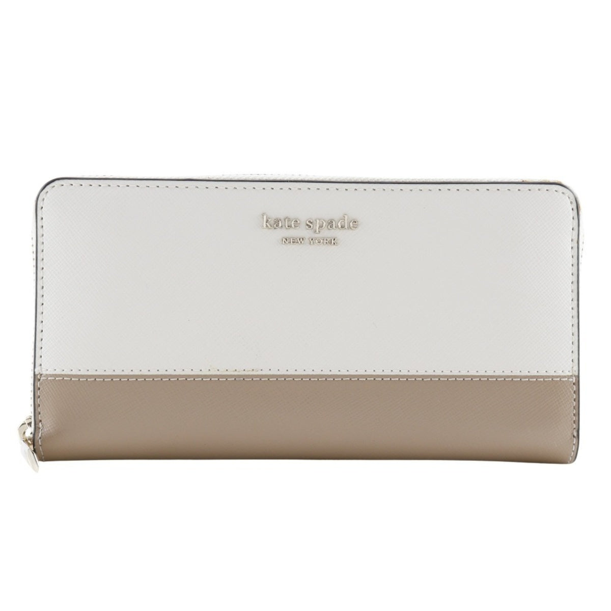 Kate Spade Beige White Leather Long Wallet (Bi-Fold) (Pre-Owned)