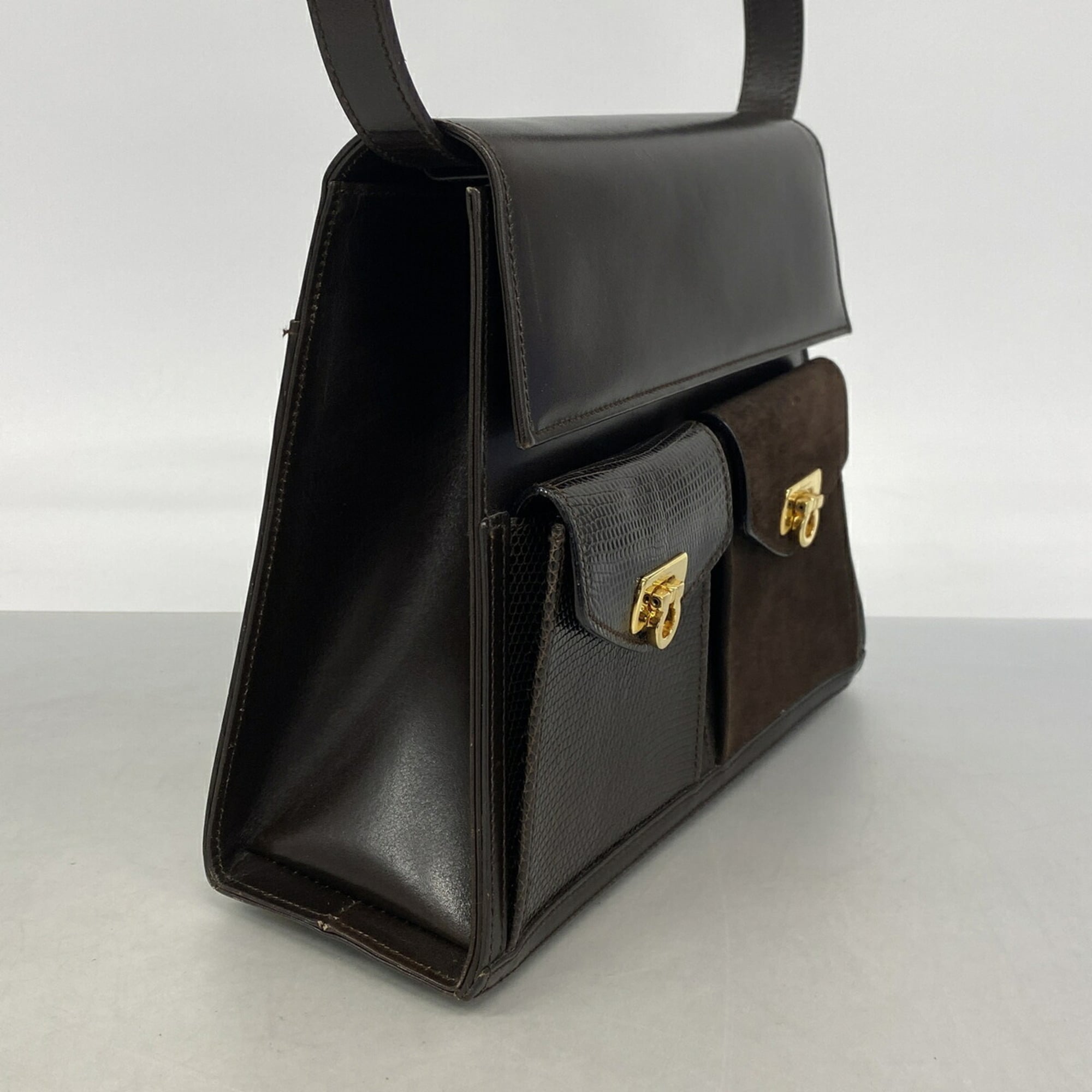Salvatore Ferragamo Brown Leather Shoulder Bag (Pre-Owned)