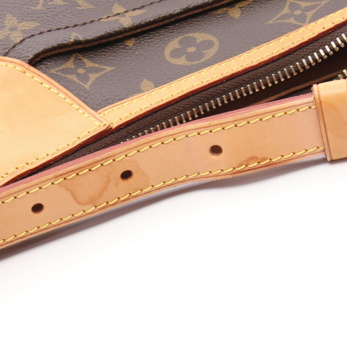Louis Vuitton Brown Coated Canvas Leather Handbag Shoulder Bag (Pre-Owned)
