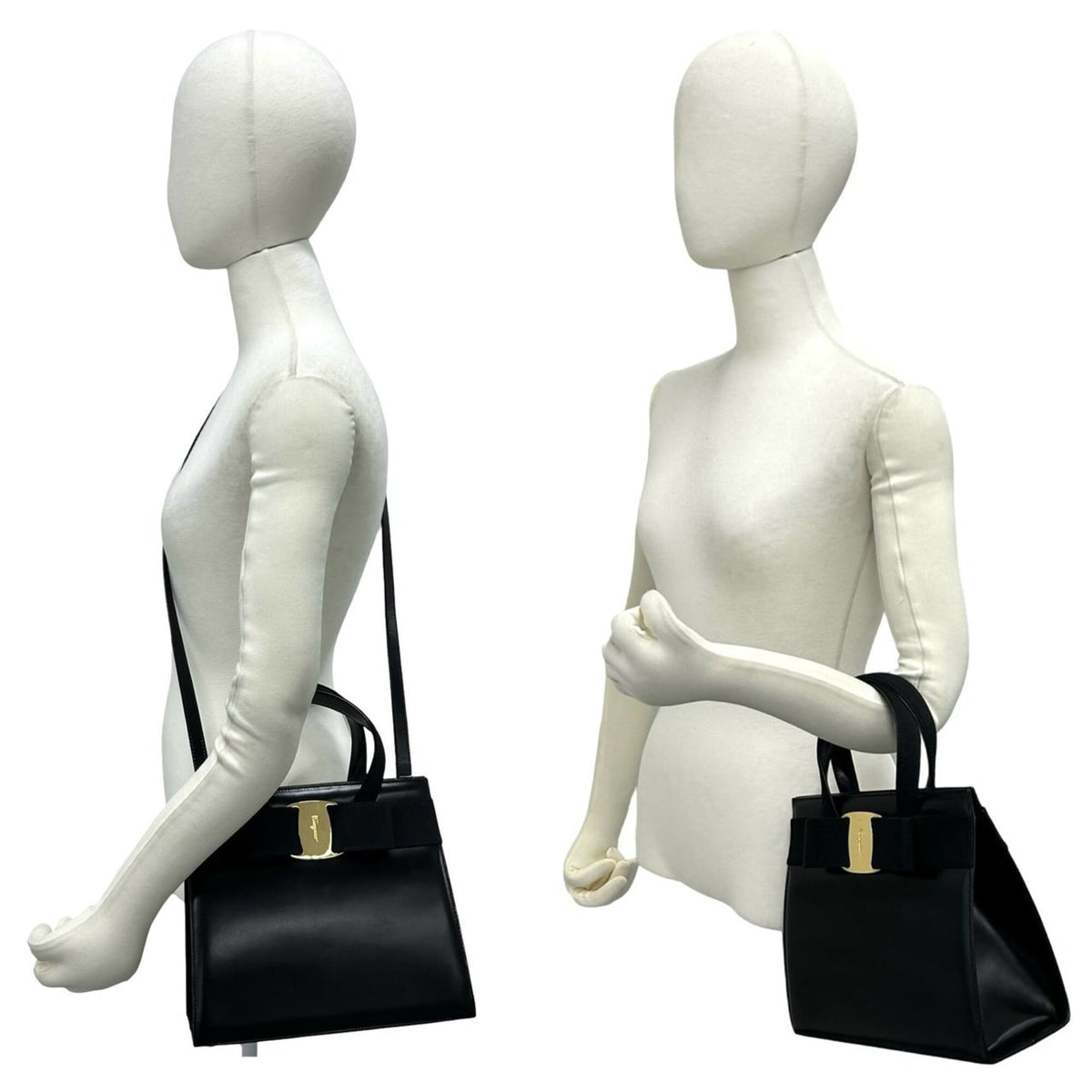 Salvatore Ferragamo Black Leather Handbag Shoulder Bag (Pre-Owned)