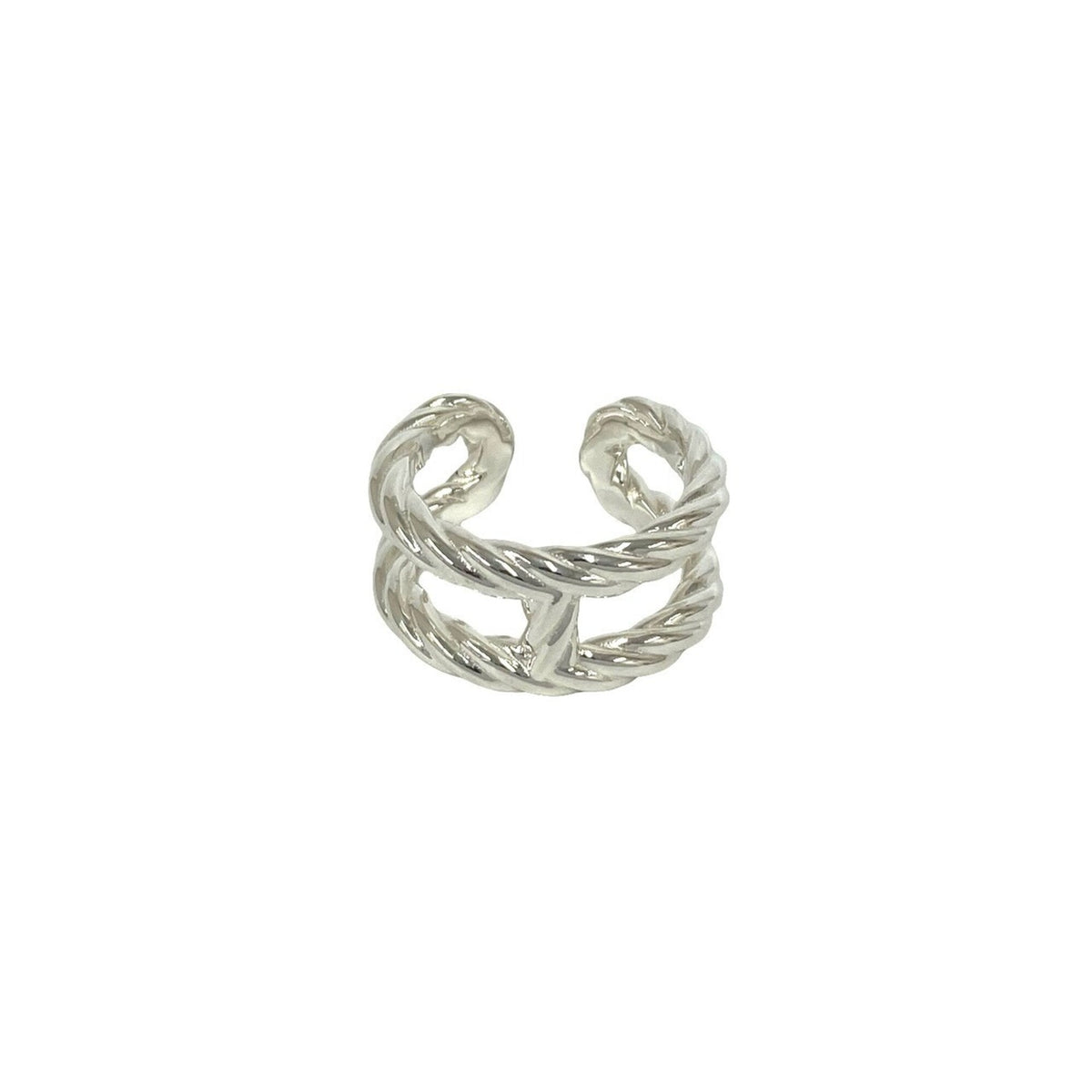 Hermes Silver Silver 925 Band Ring (Pre-Owned)