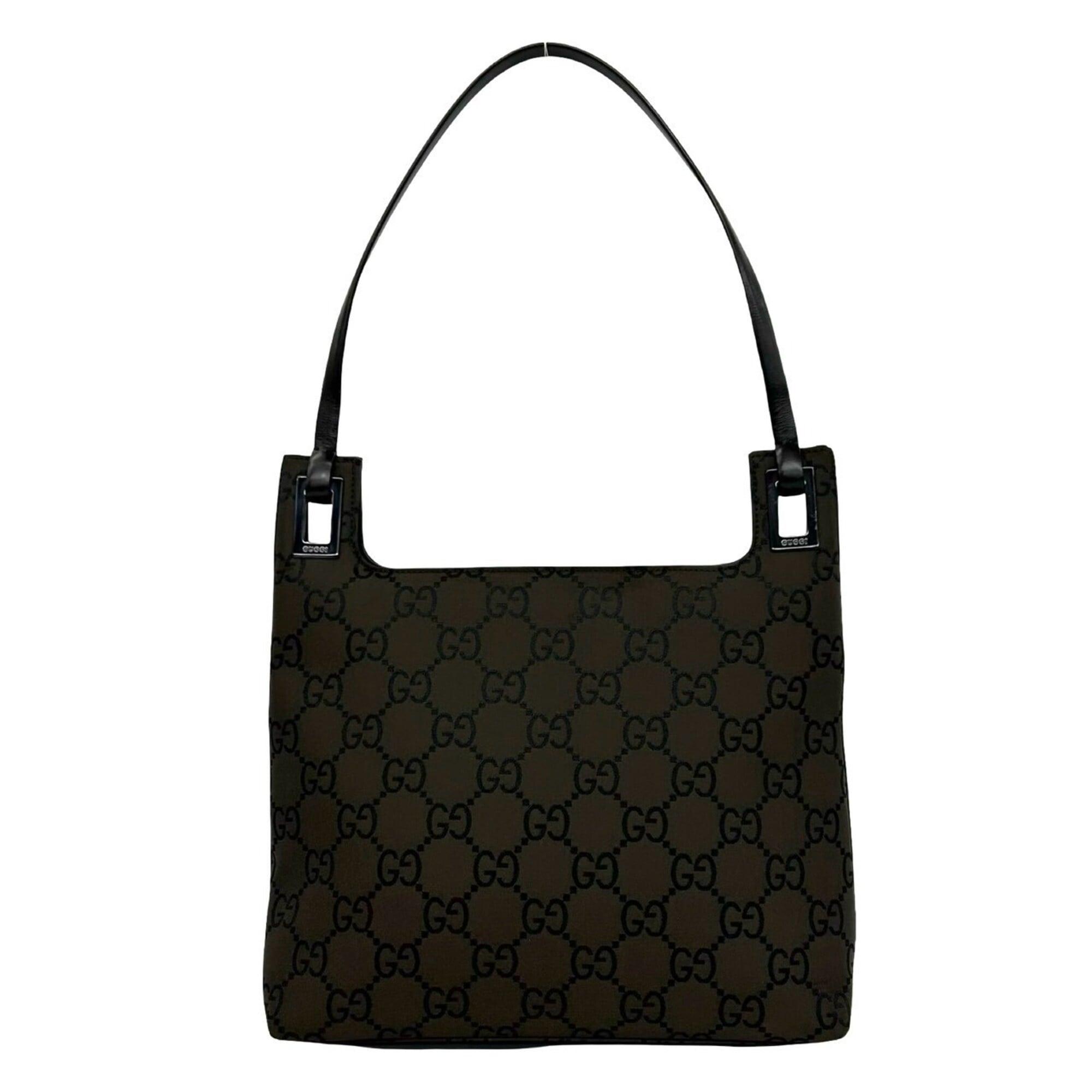 Gucci Brown Canvas Leather Handbag Shoulder Bag Tote Bag (Pre-Owned)
