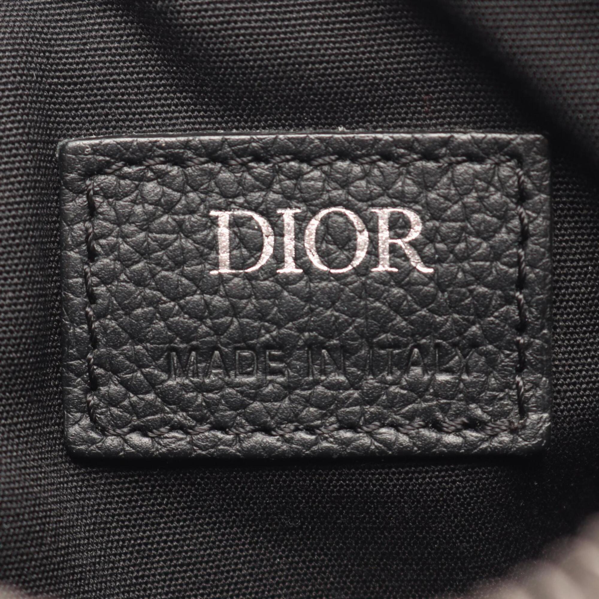 Christian Dior Black Ivory Navy Jacquard Leather Handbag Saddle Bag Shoulder Bag (Pre-Owned)