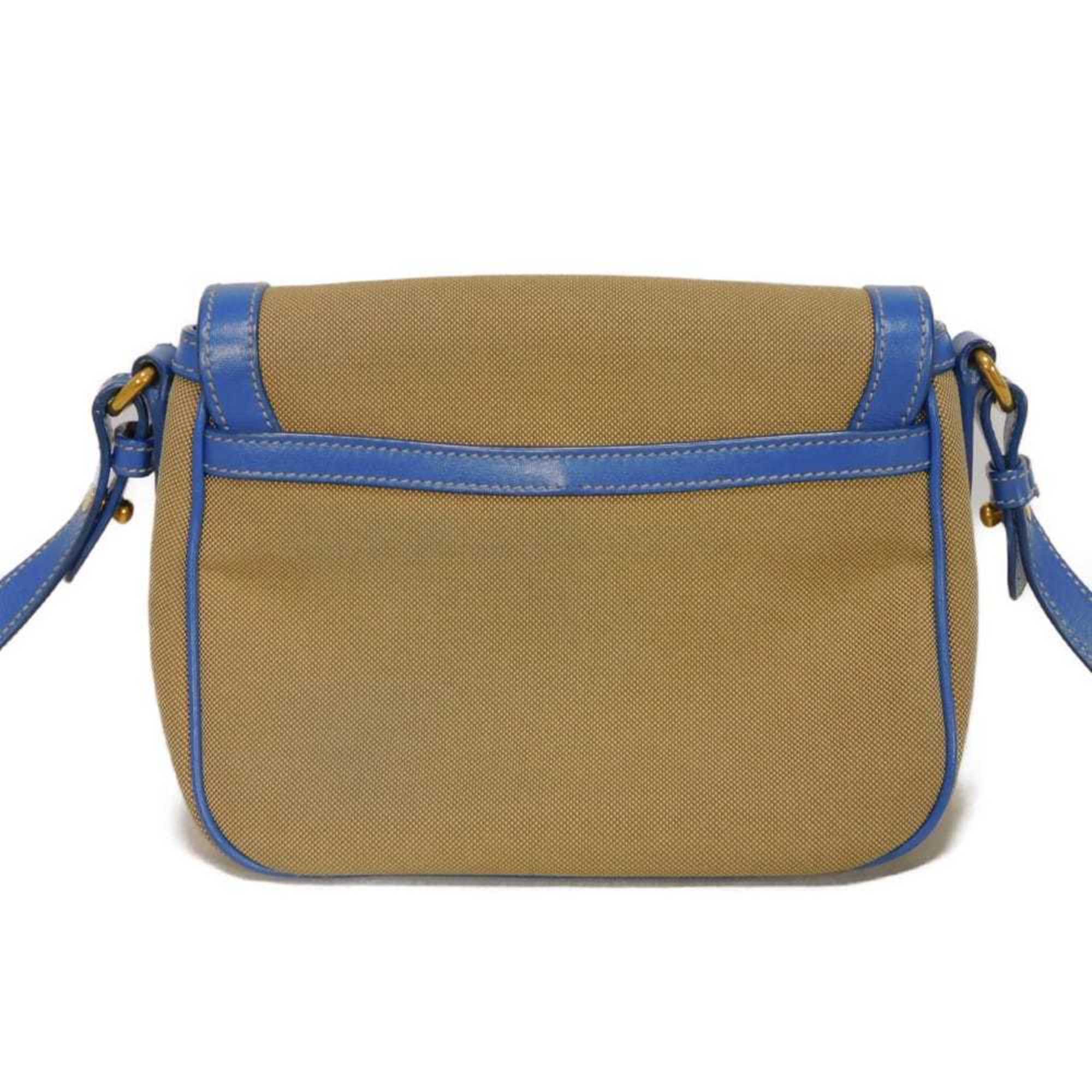 Prada Brown Canvas Leather Shoulder Bag (Pre-Owned)