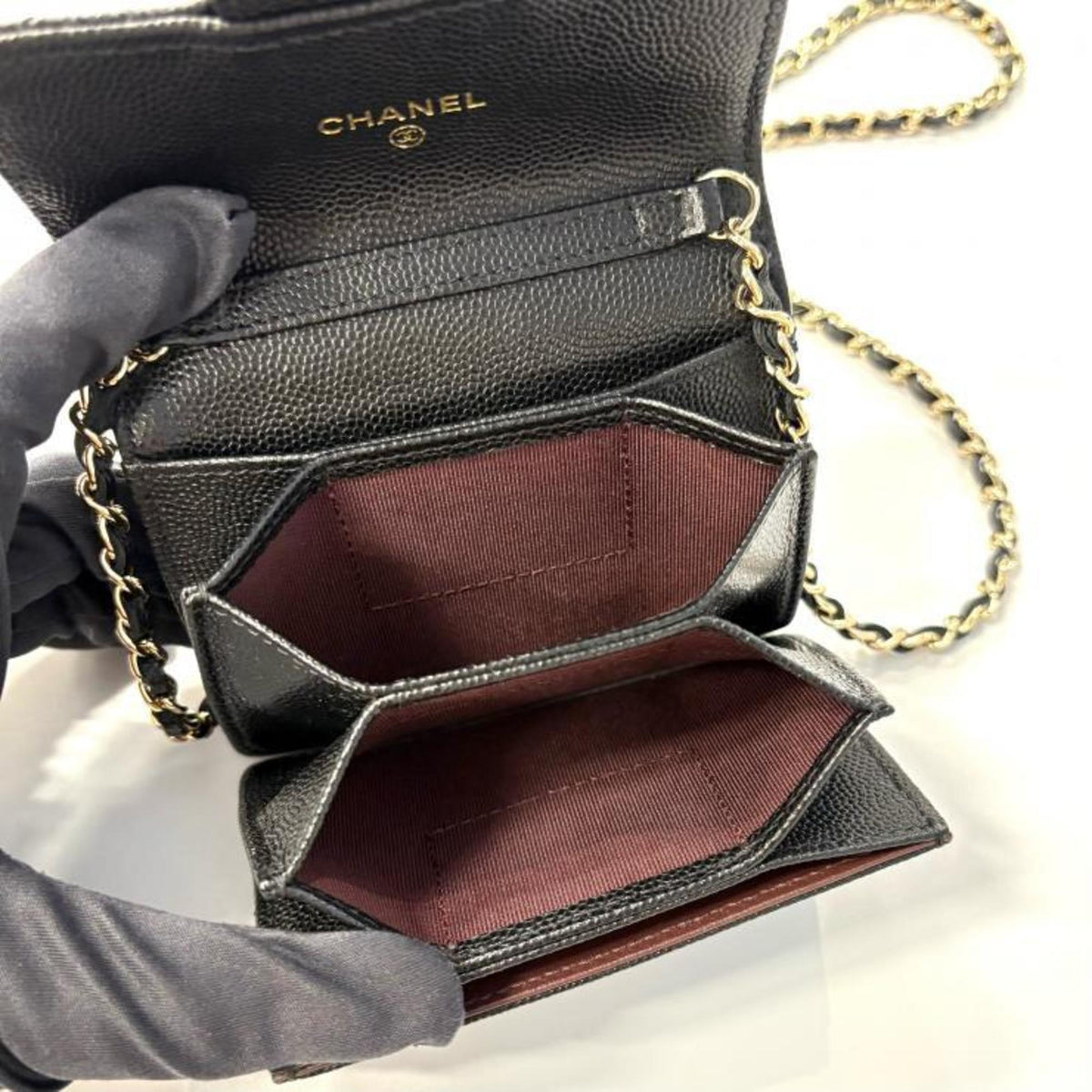 Chanel Black Grained Calfskin Pochette (Pre-Owned)