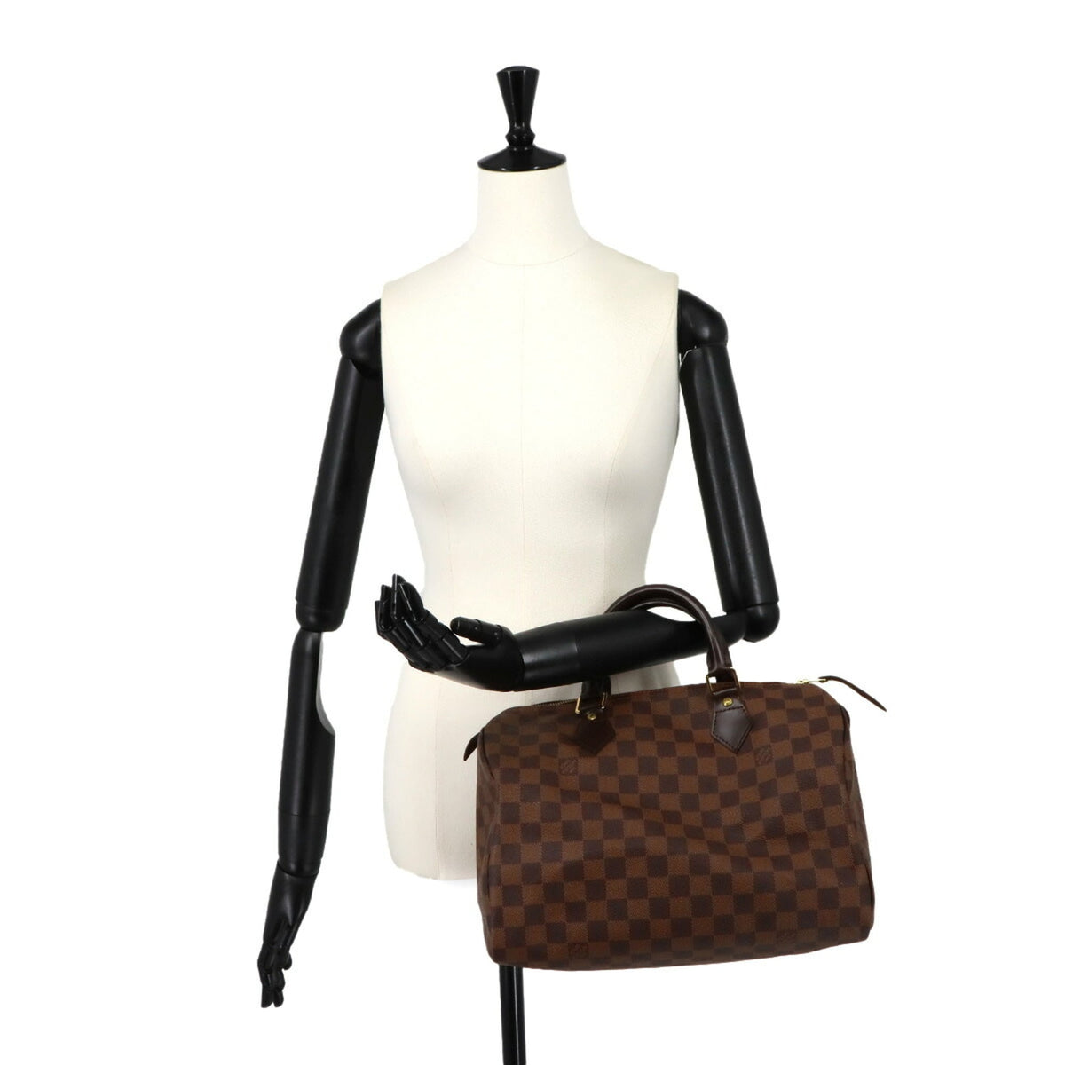 Louis Vuitton Brown Damier Canvas Ebene Damier Canvas Boston Bag Handbag (Pre-Owned)