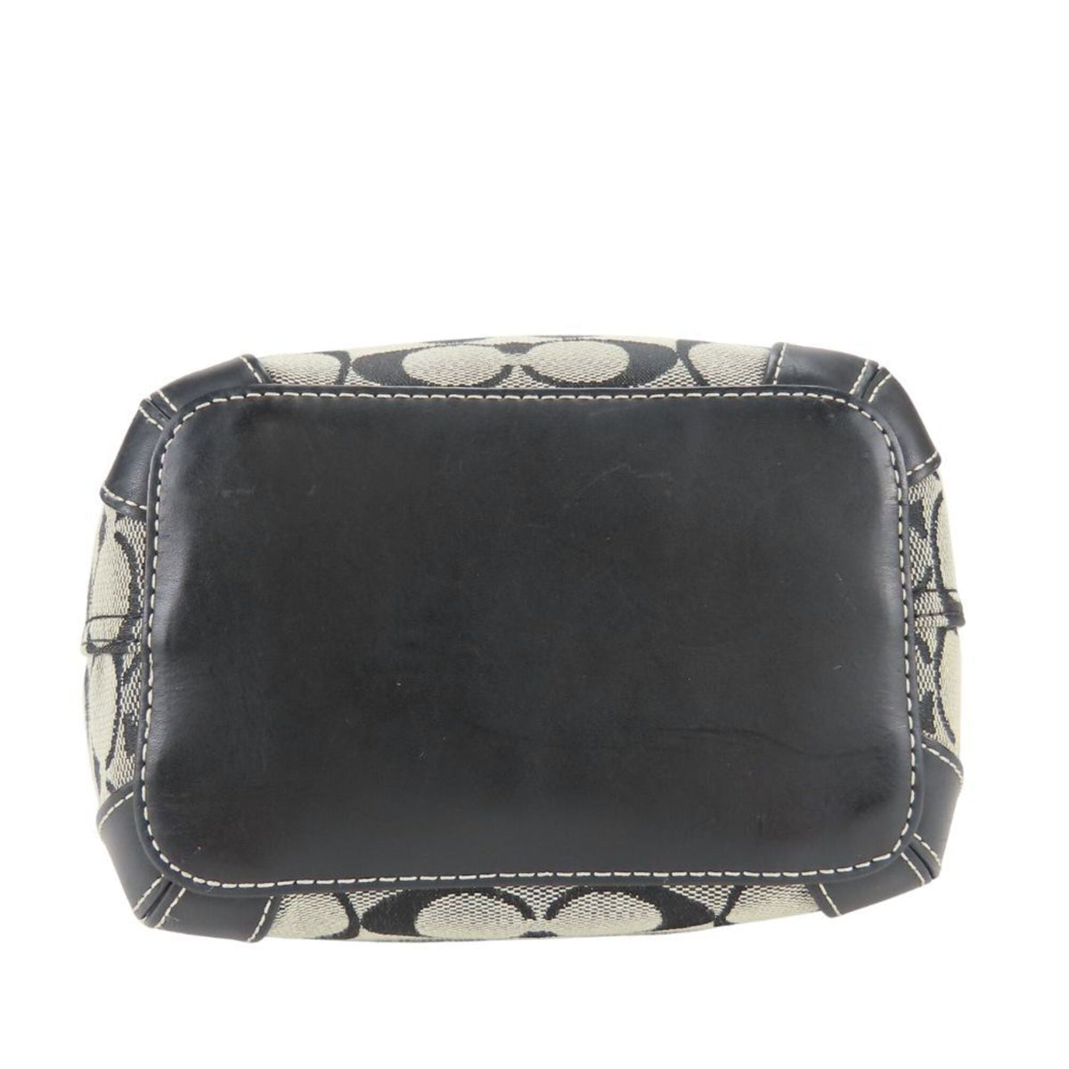 Coach Signature Black Gray Canvas Leather Shoulder Bag (Pre-Owned)