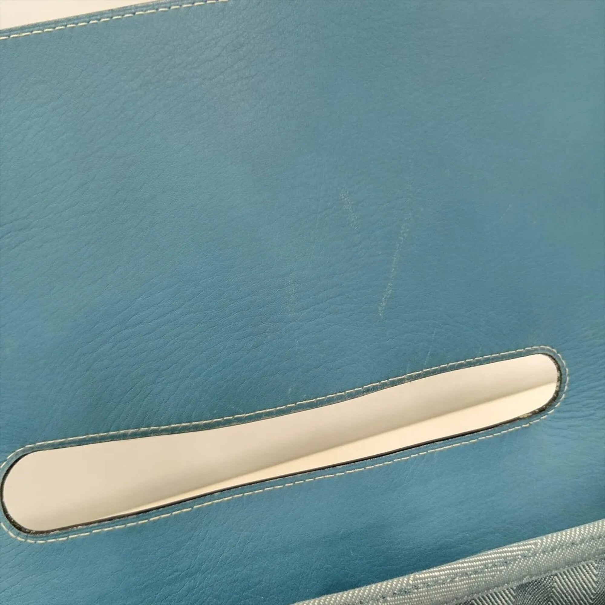 Hermes Blue Jean Leather Canvas Handbag Shoulder Bag Tote Bag (Pre-Owned)