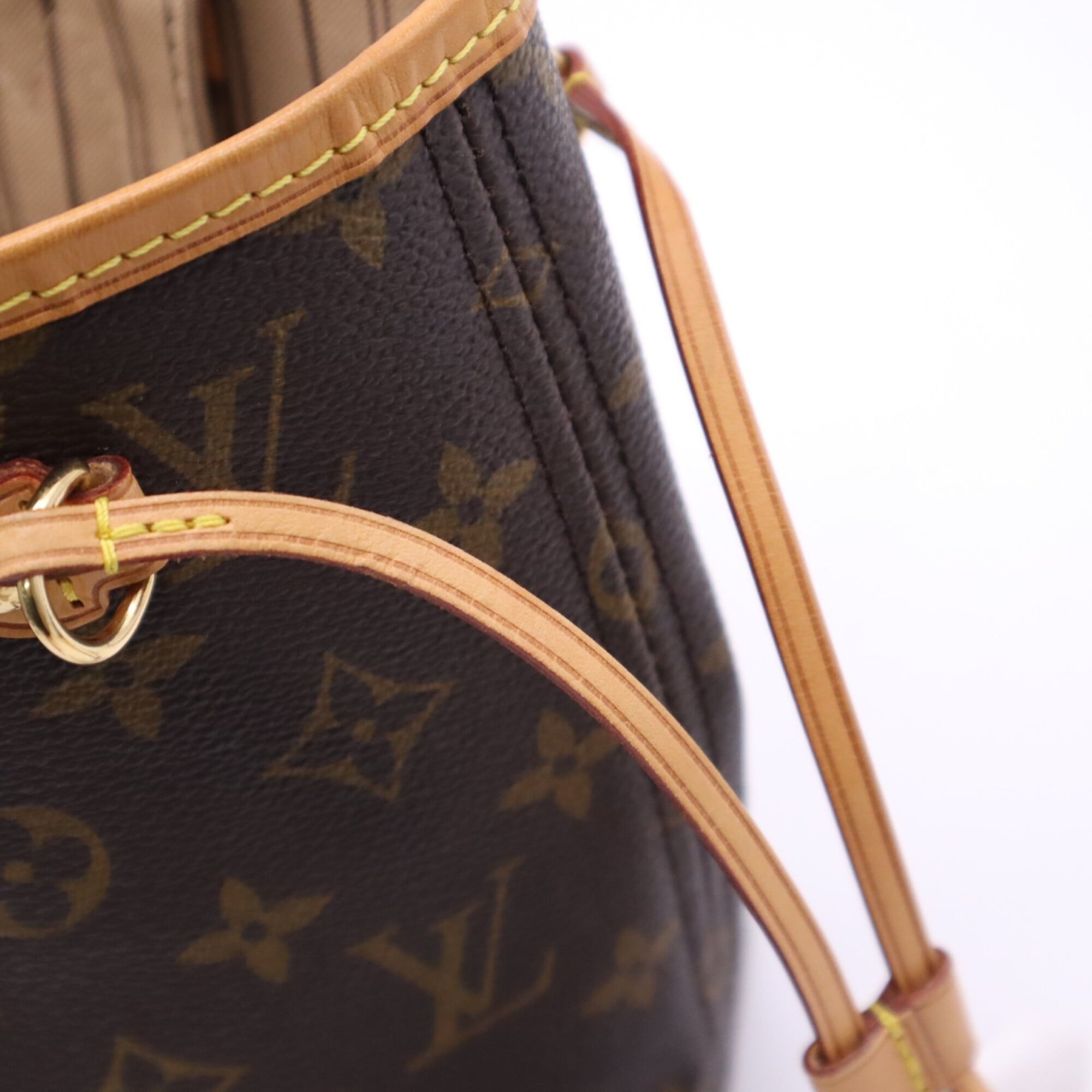 Louis Vuitton Monogram Beige Brown Coated Canvas Leather Handbag (Pre-Owned)
