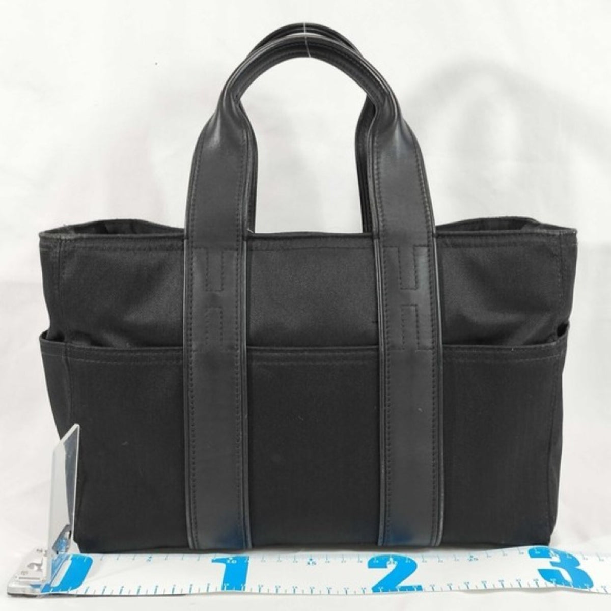 Hermes Acapulco Black Toile Chevron Leather Handbag Shoulder Bag Tote Bag (Pre-Owned)