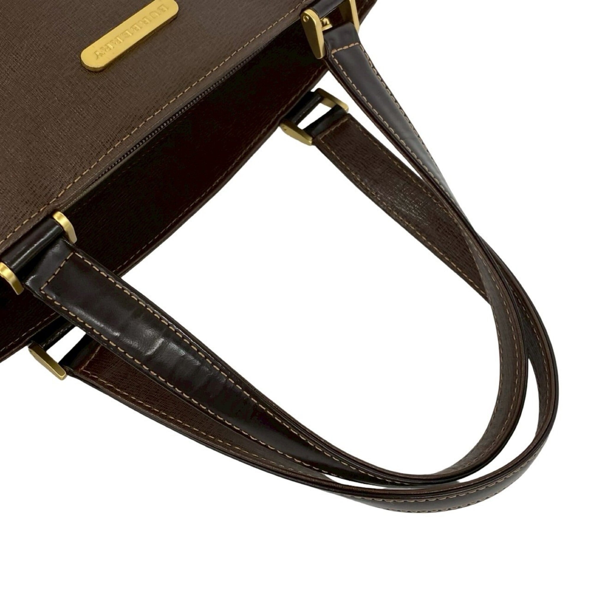 Burberry Brown Leather Handbag Tote Bag (Pre-Owned)