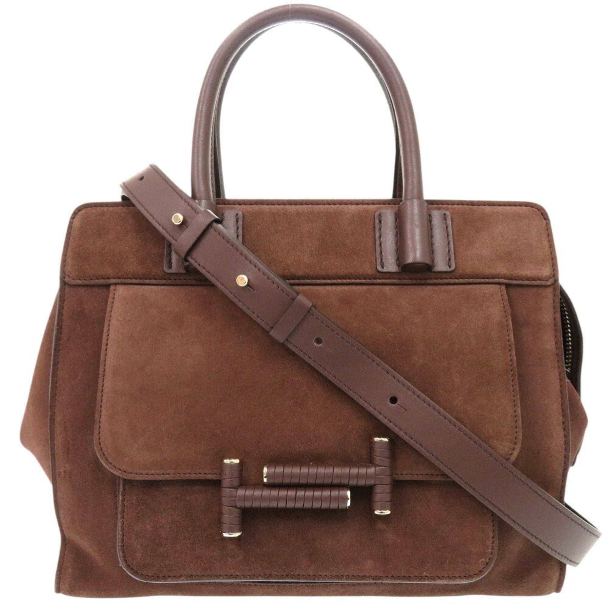 Tod's Brown Suede Leather Handbag Shoulder Bag (Pre-Owned)
