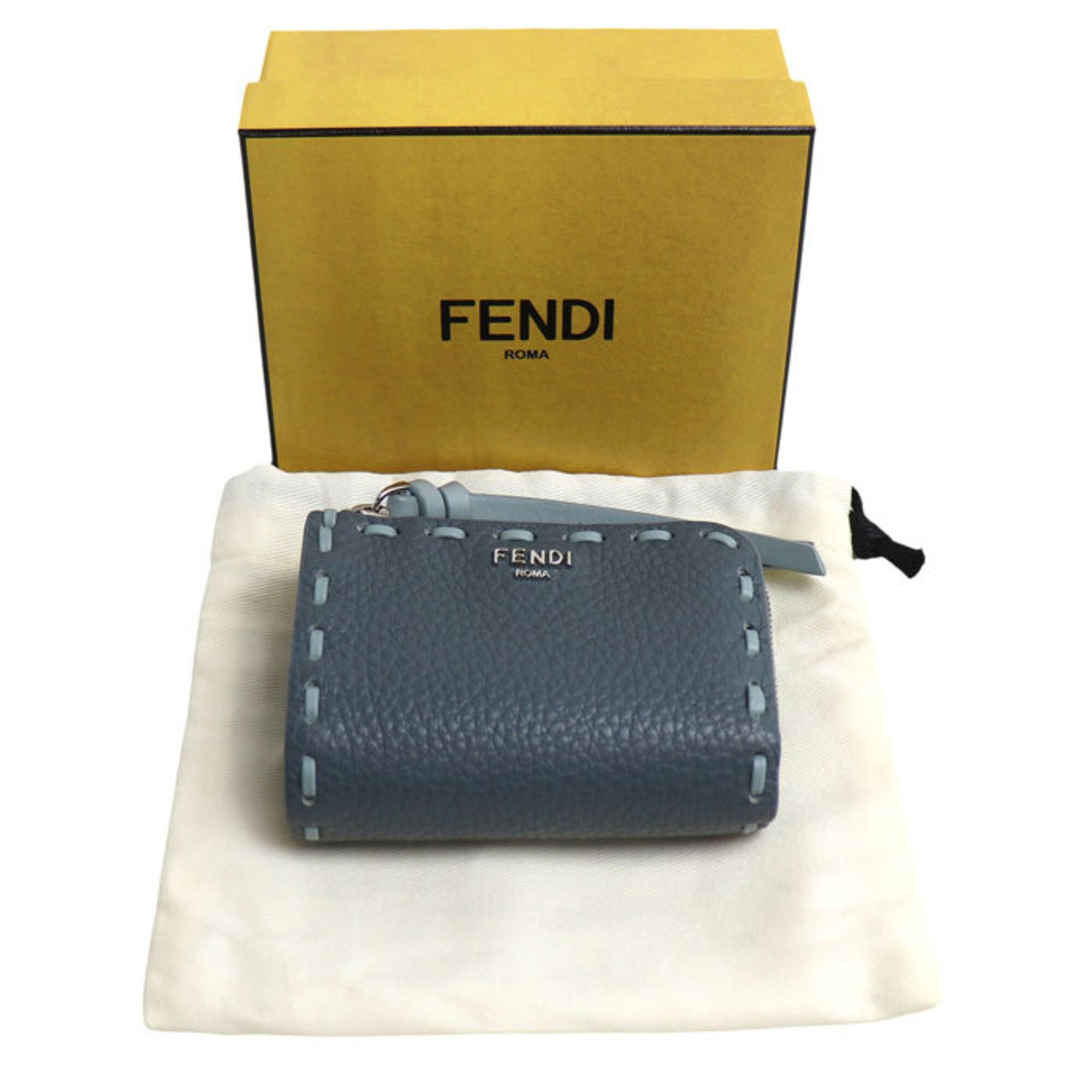 Fendi Light Blue Leather Wallet (Tri-Fold) (Pre-Owned)